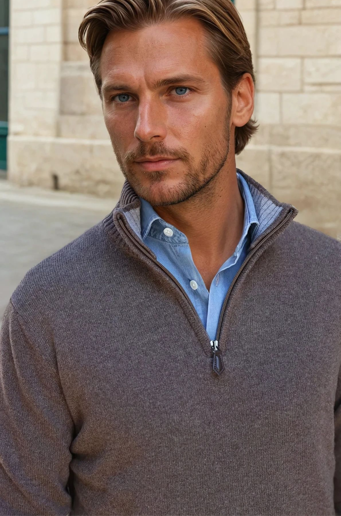 Pull Maxime en laine & cachemire - Taupe-PULL HOMME-Curling-Paris