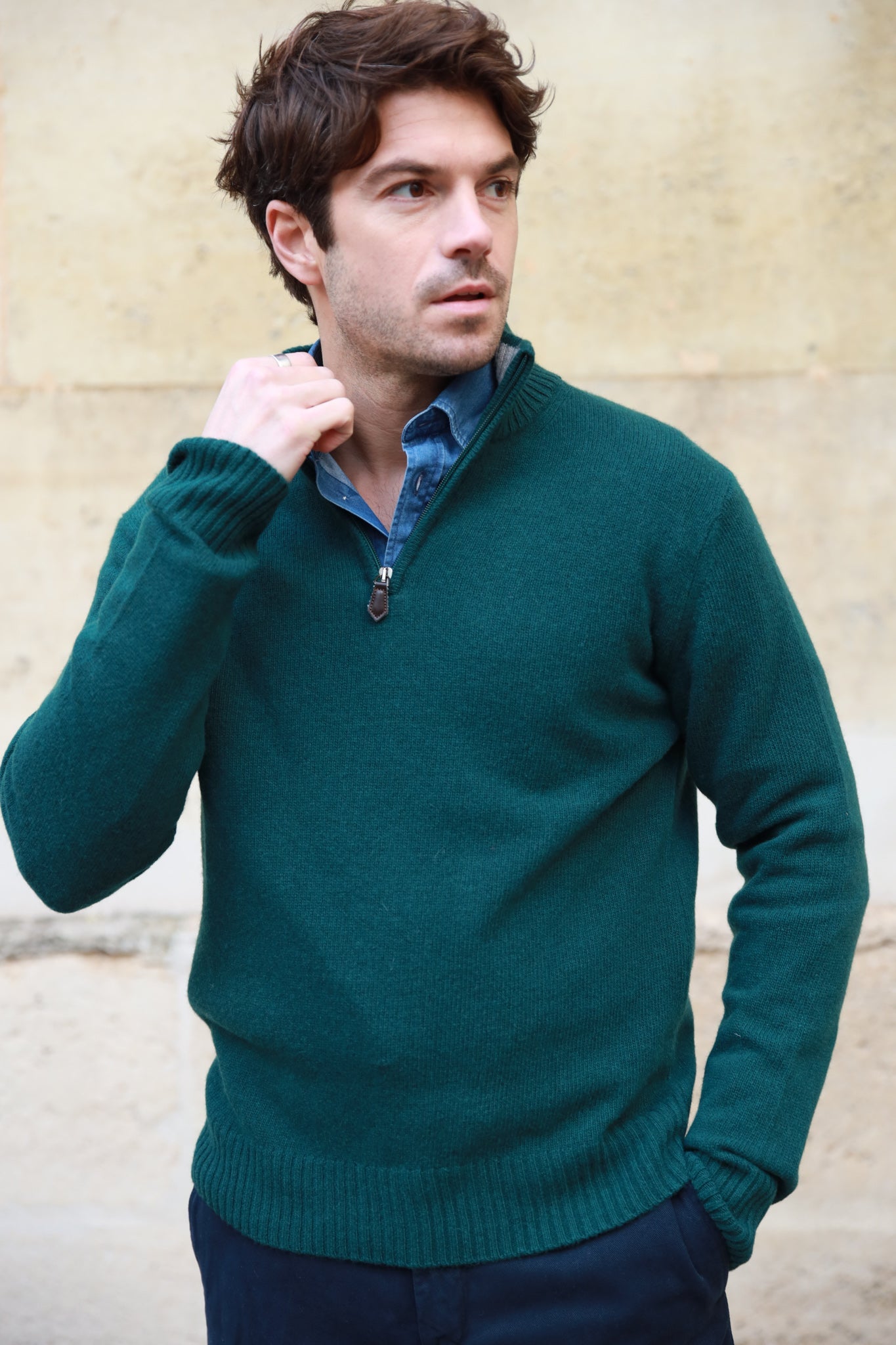 Pull Maxime en laine & cachemire - Vert-PULL HOMME-Curling-Paris