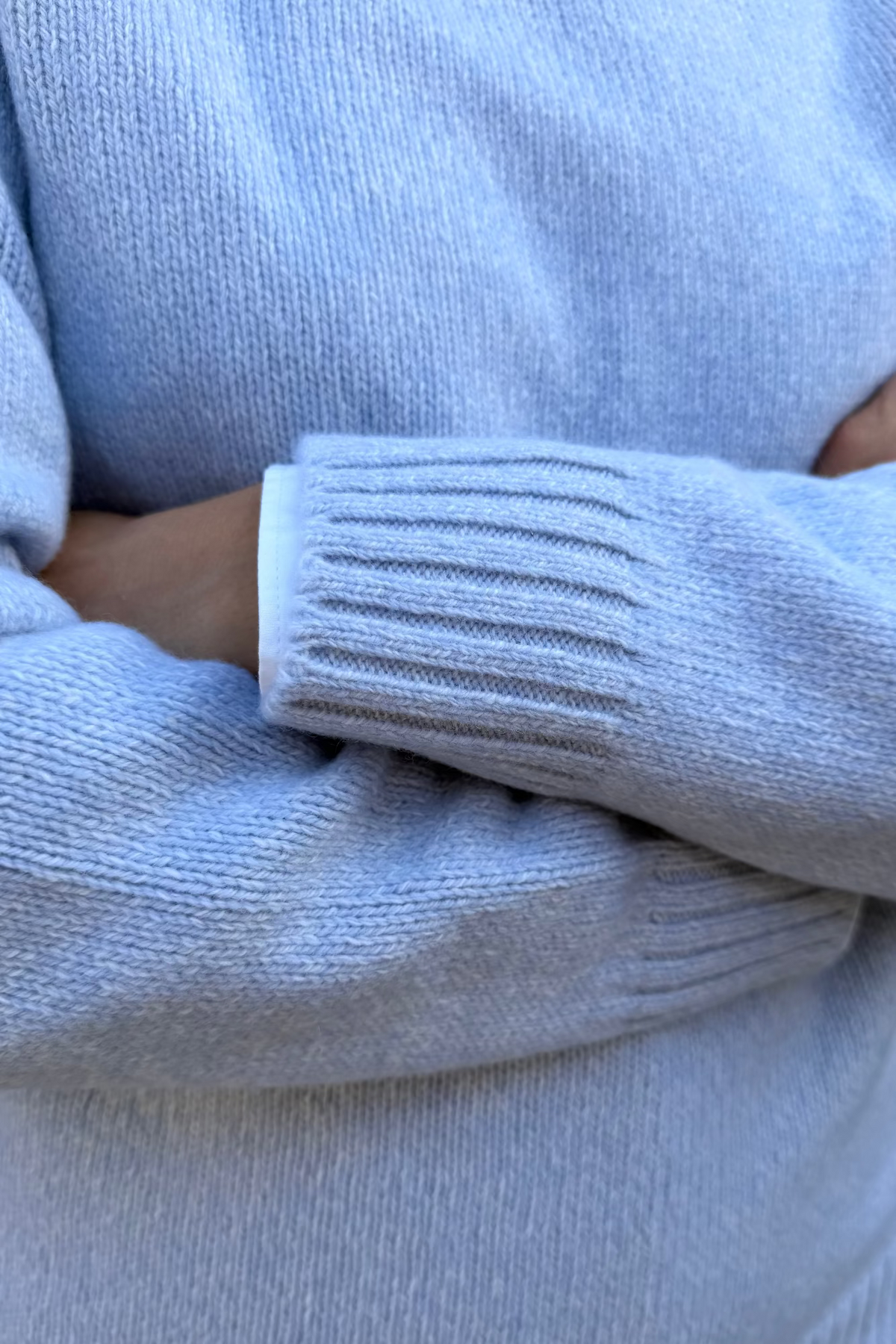 Pull Mona col rond en laine & cachemire mouliné - Ciel-PULL FEMME-Curling-Paris