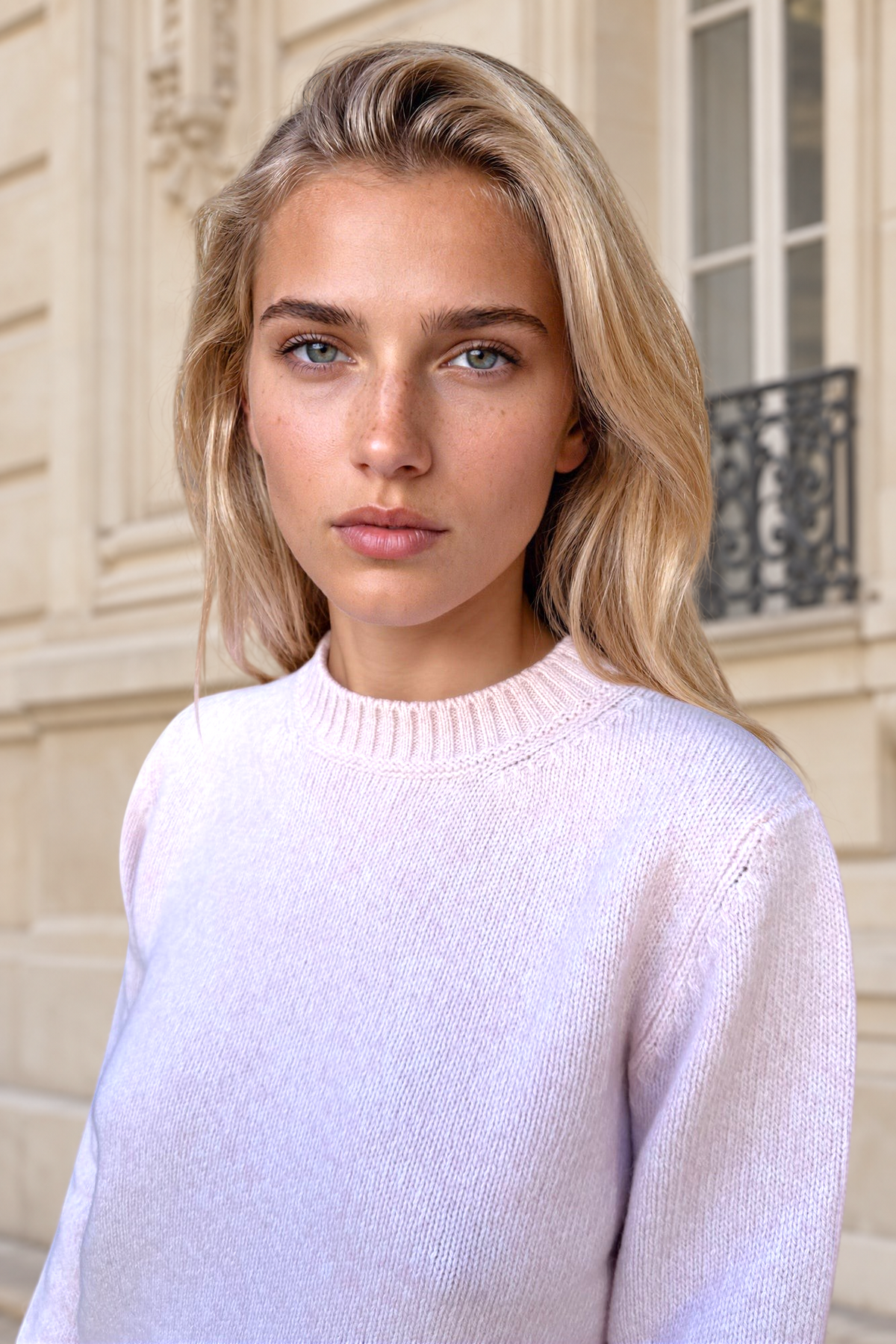 Pull Mona col rond en laine & cachemire mouliné - Rose-PULL FEMME-Curling-Paris