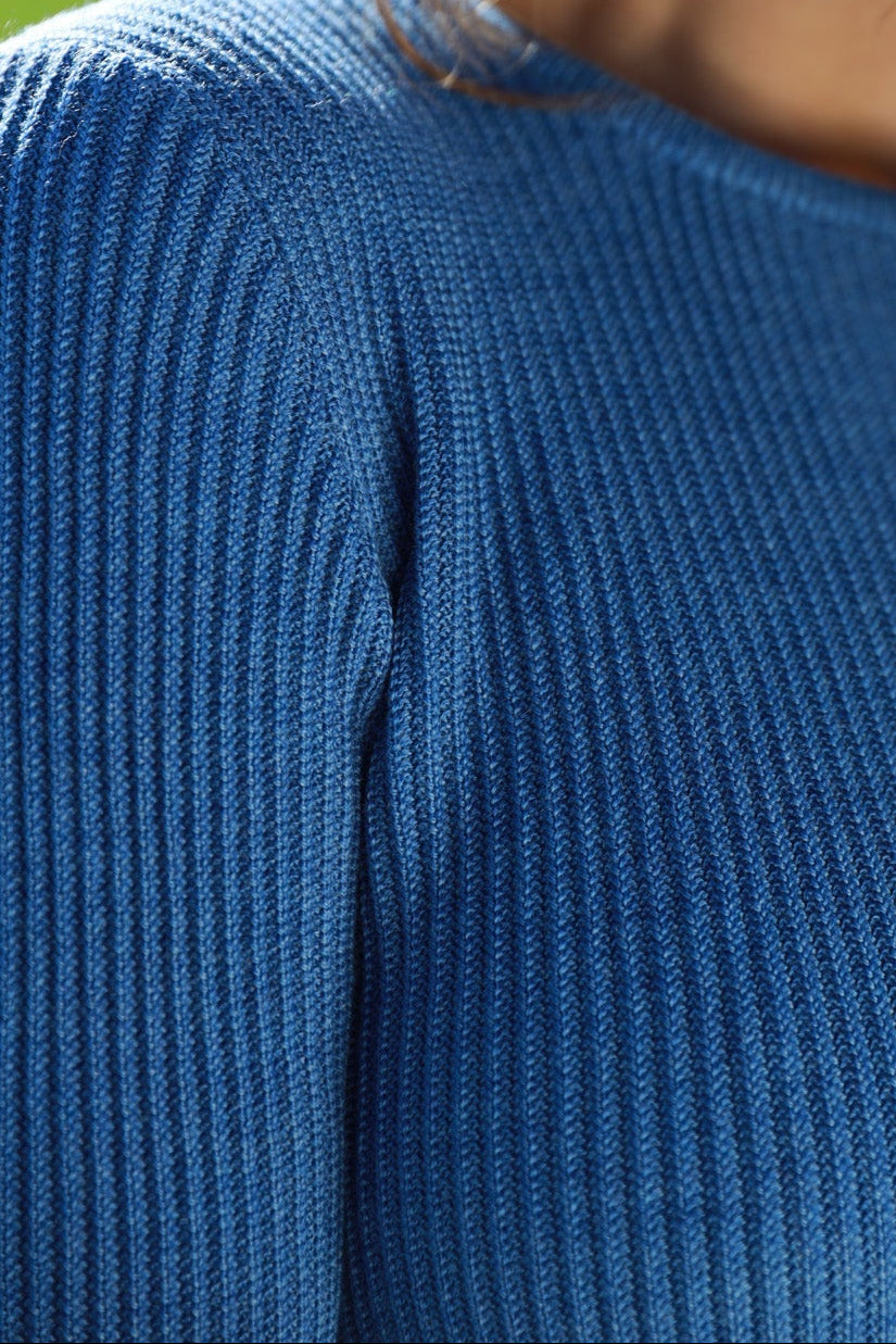 Pull Nora col danseuse 100% laine mérinos - Bleu-PULL FEMME-Curling-Paris