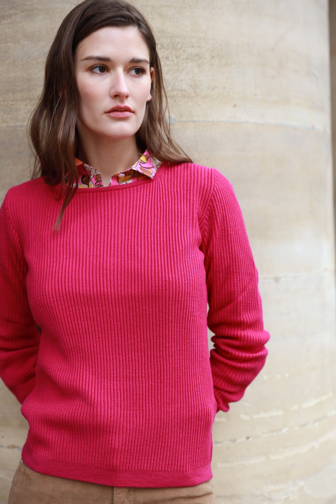 Pull Nora col danseuse 100% laine mérinos - Rose-PULL FEMME-Curling-Paris