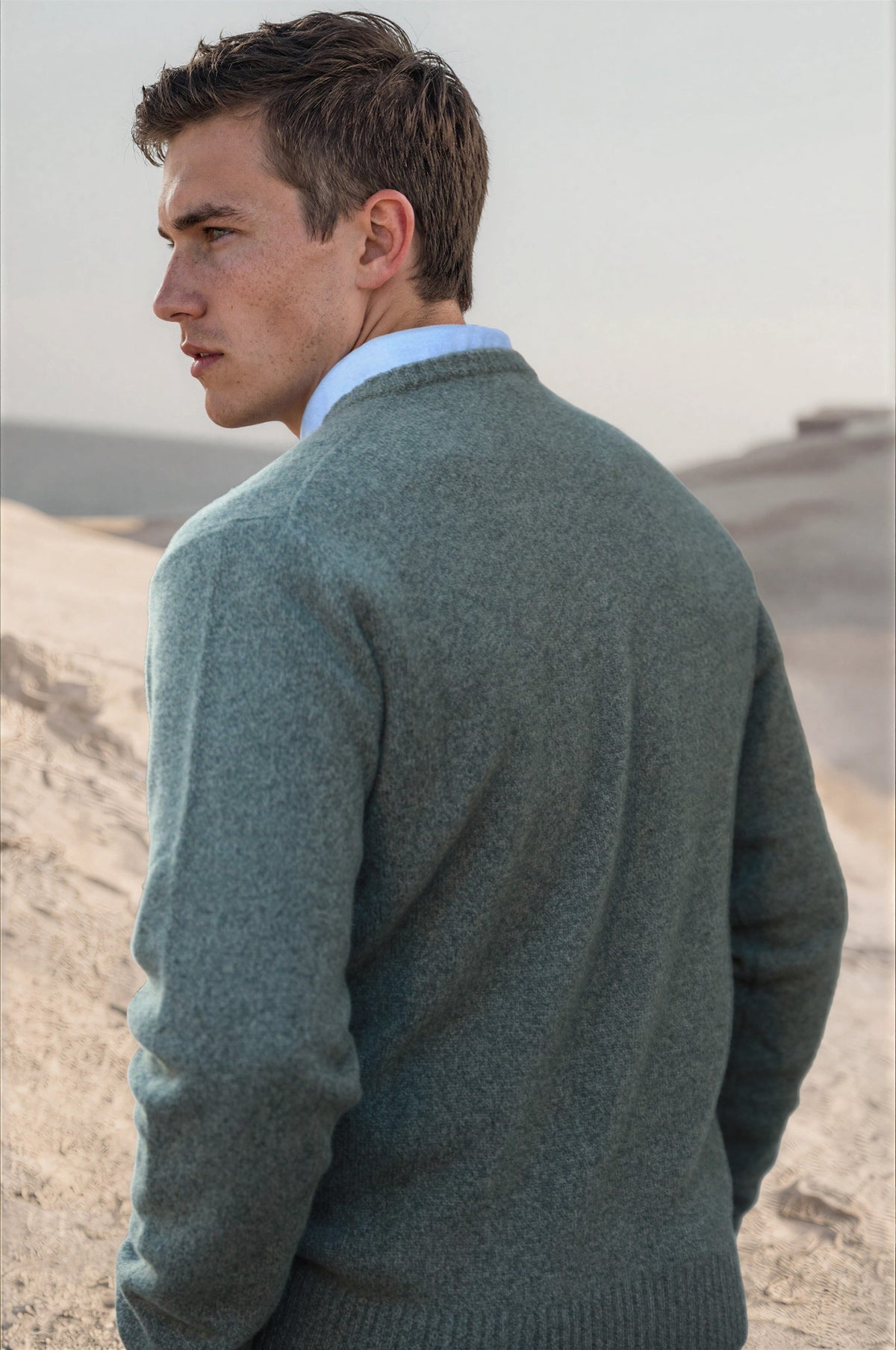 Pull Robin en lambswool col V - Kaki-PULL HOMME-Curling-Paris
