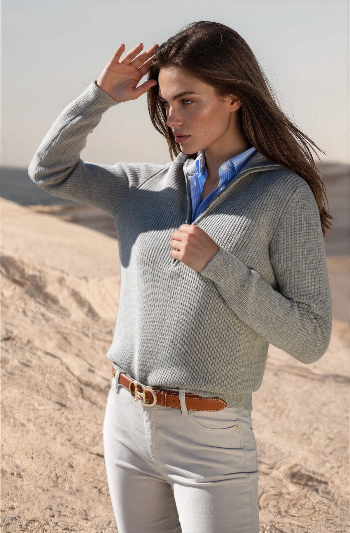 Pull Roma en laine mérinos et en cachemire - Gris-PULL FEMME-Curling-Paris