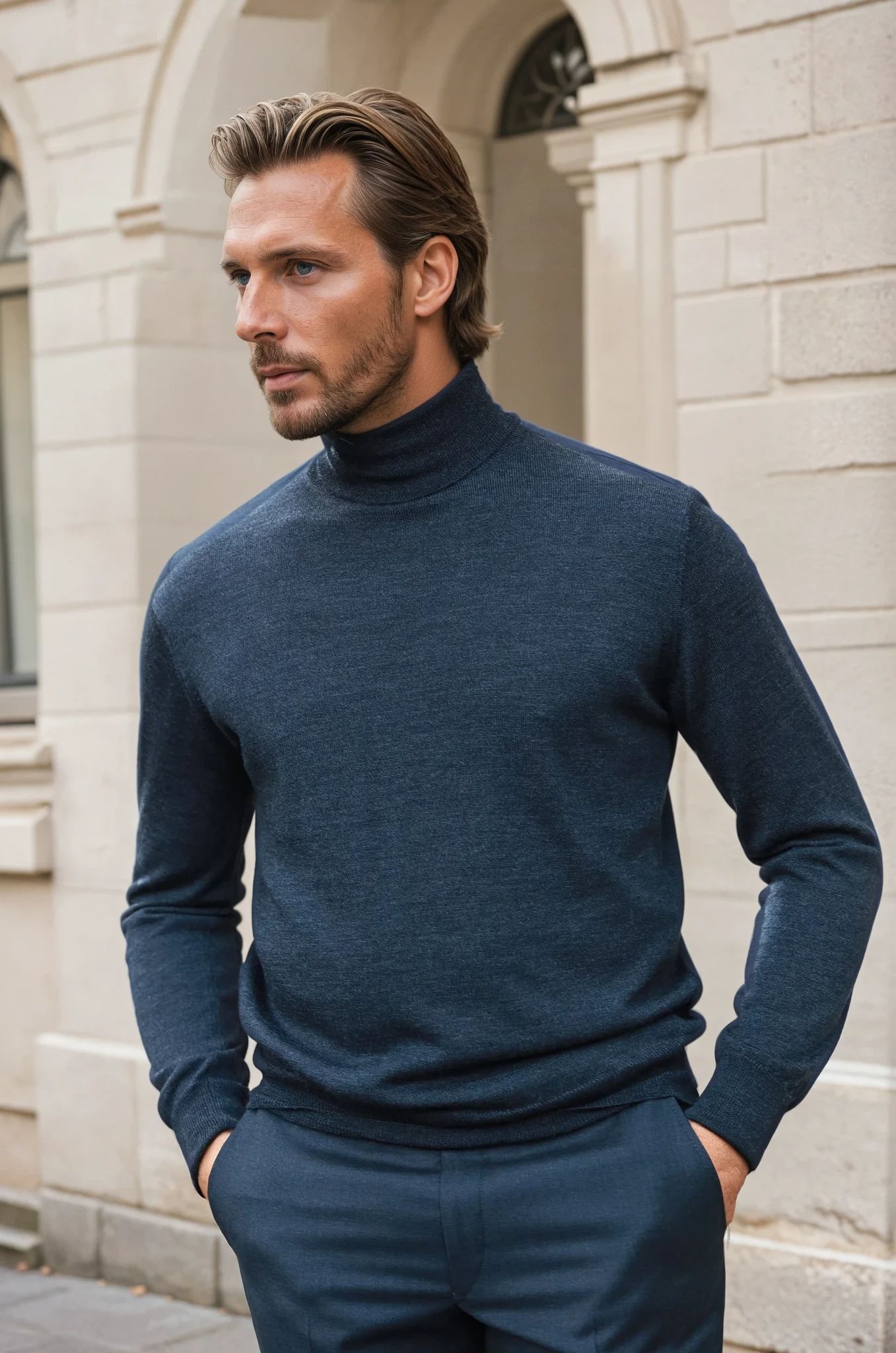 Pull Yves col roulé en laine mérinos - Anthracite-PULL HOMME-Curling-Paris