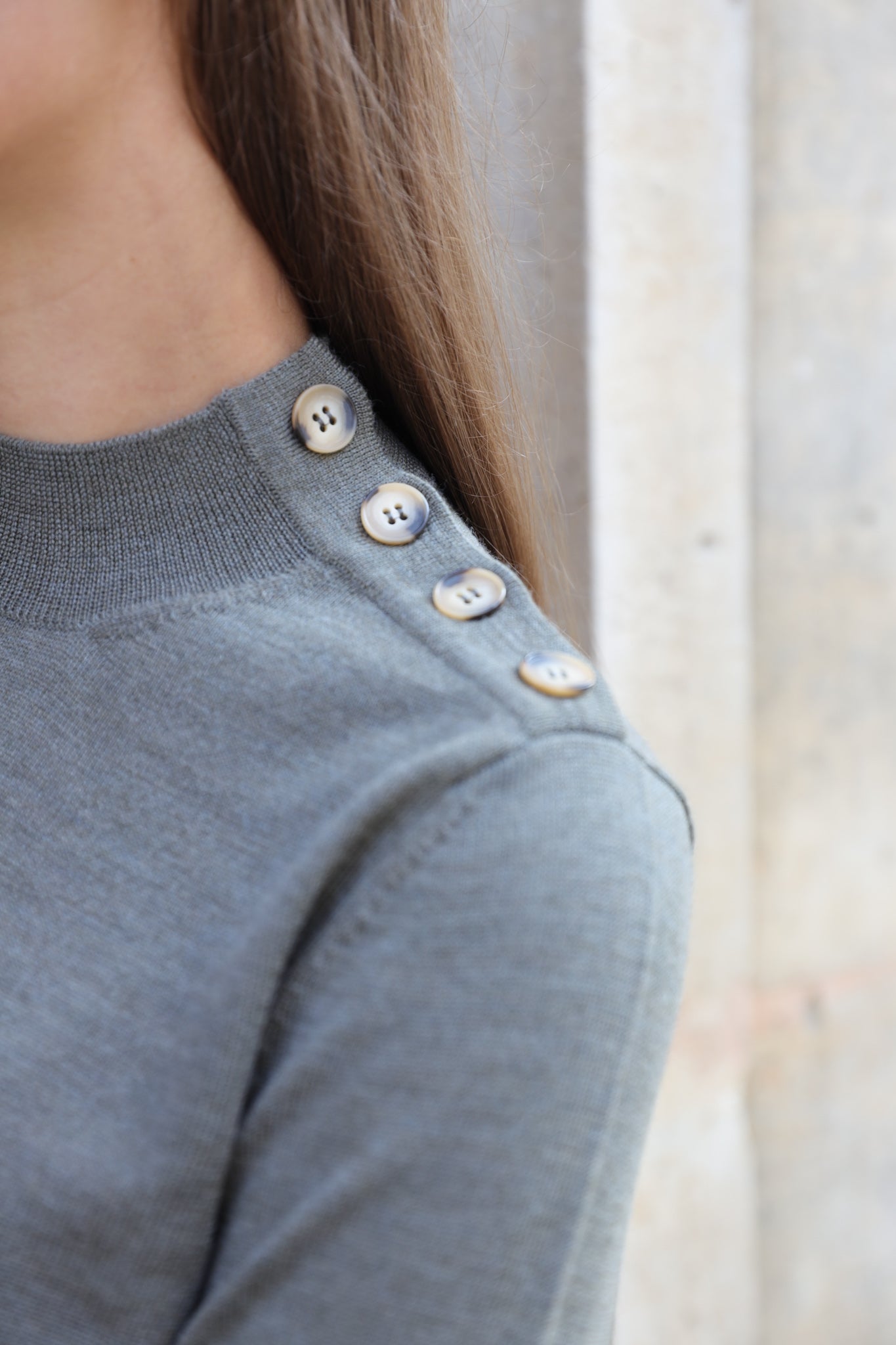 Pull col cheminée Elsa en laine mérinos - Kaki-PULL FEMME-Curling-Paris