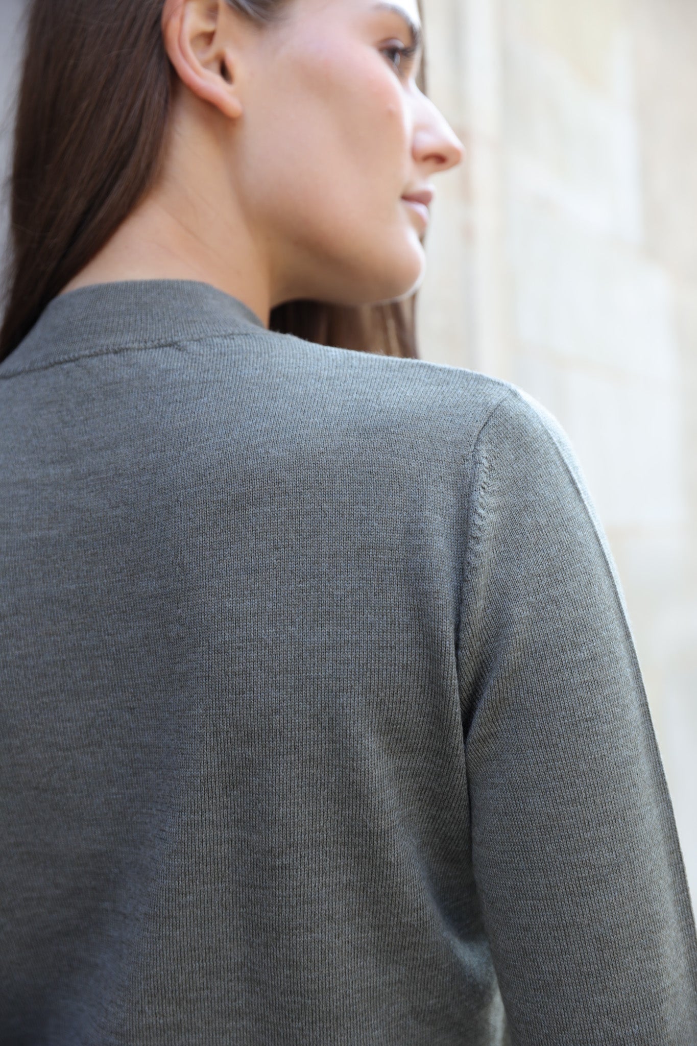 Pull col cheminée Elsa en laine mérinos - Kaki-PULL FEMME-Curling-Paris