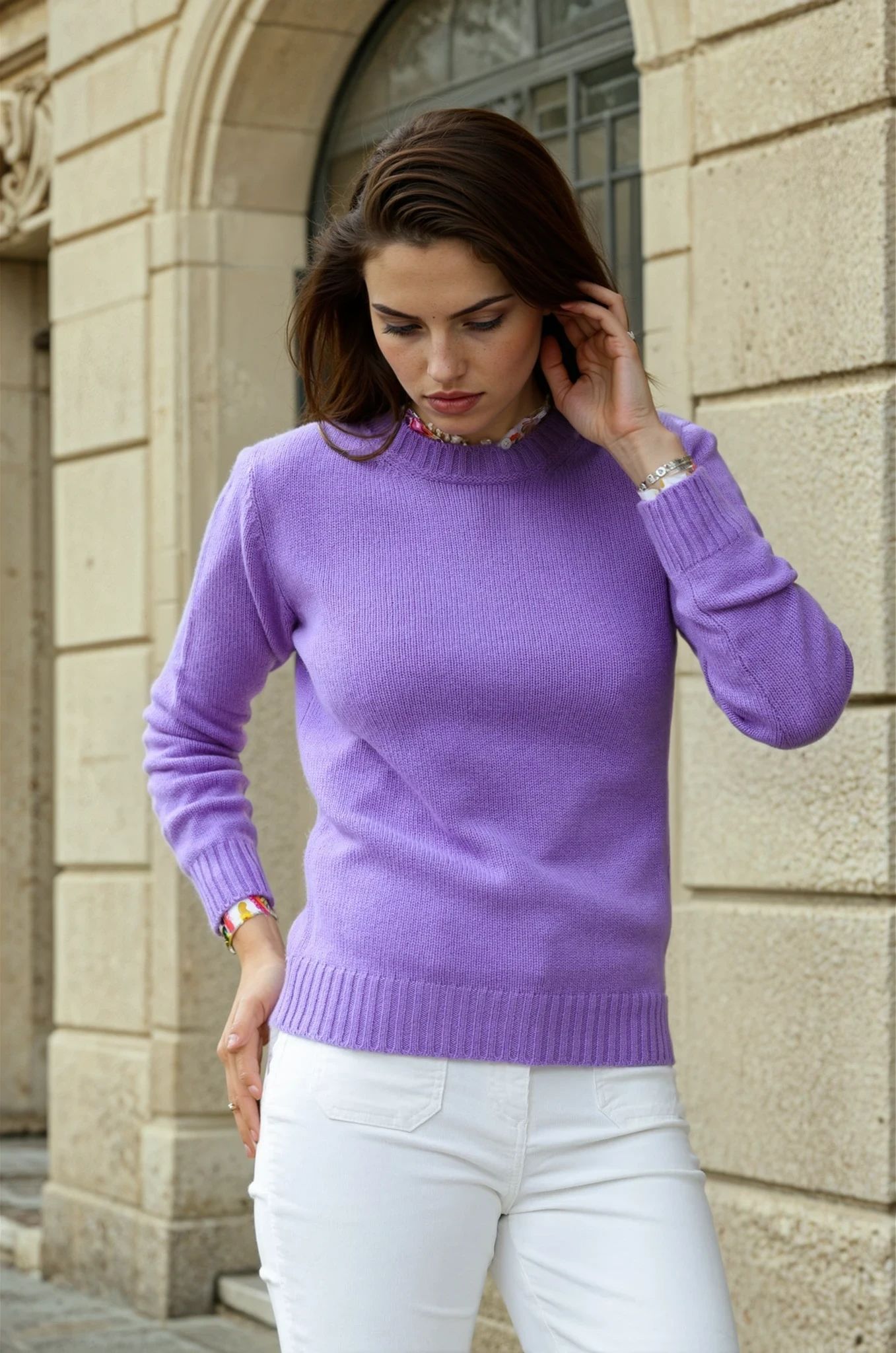 Pull col rond Mona en laine et cachemire - Parme-PULL FEMME-Curling-Paris