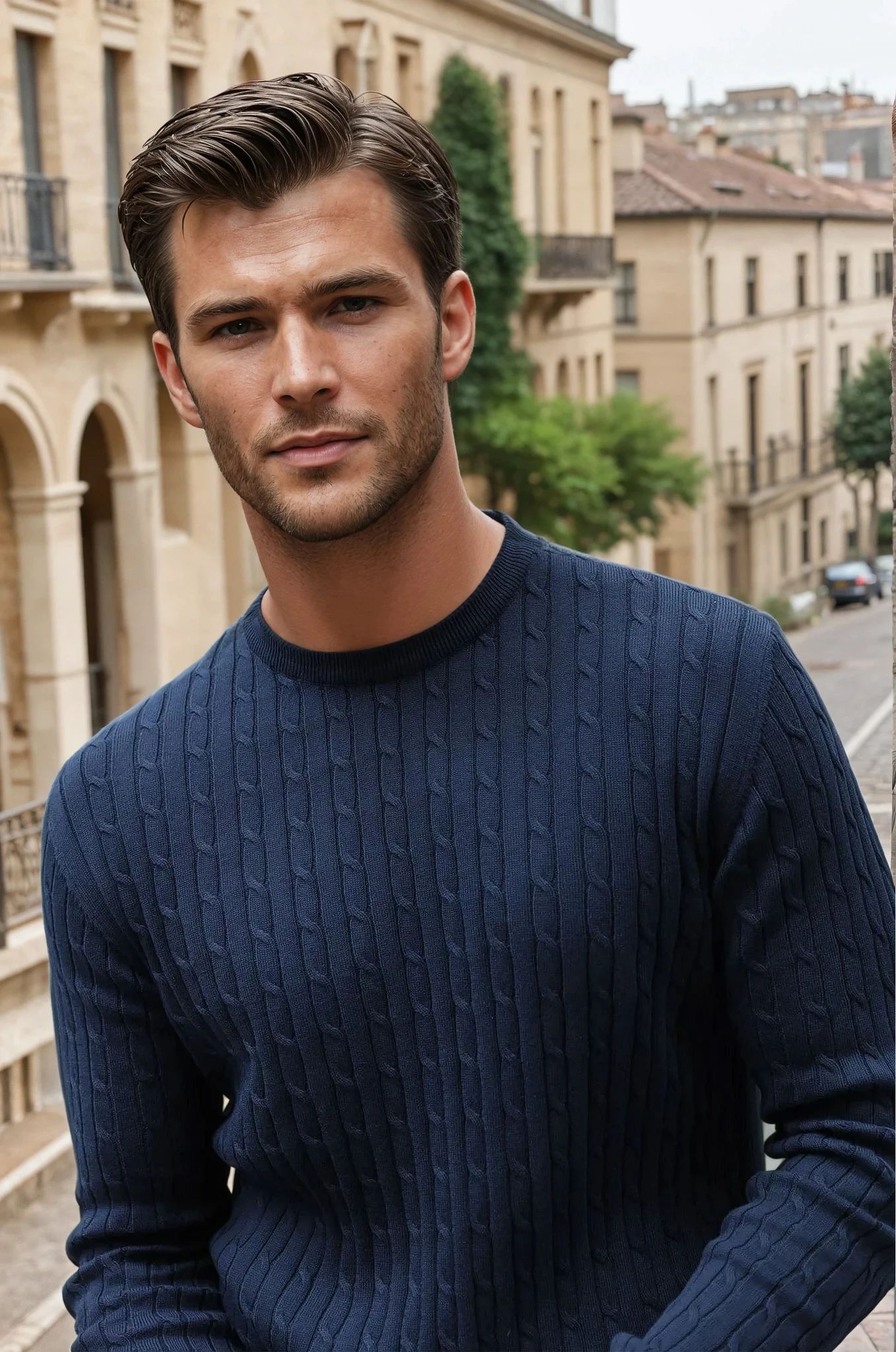 Pull col rond en coton - Torsade marine-PULL HOMME-Curling-Paris