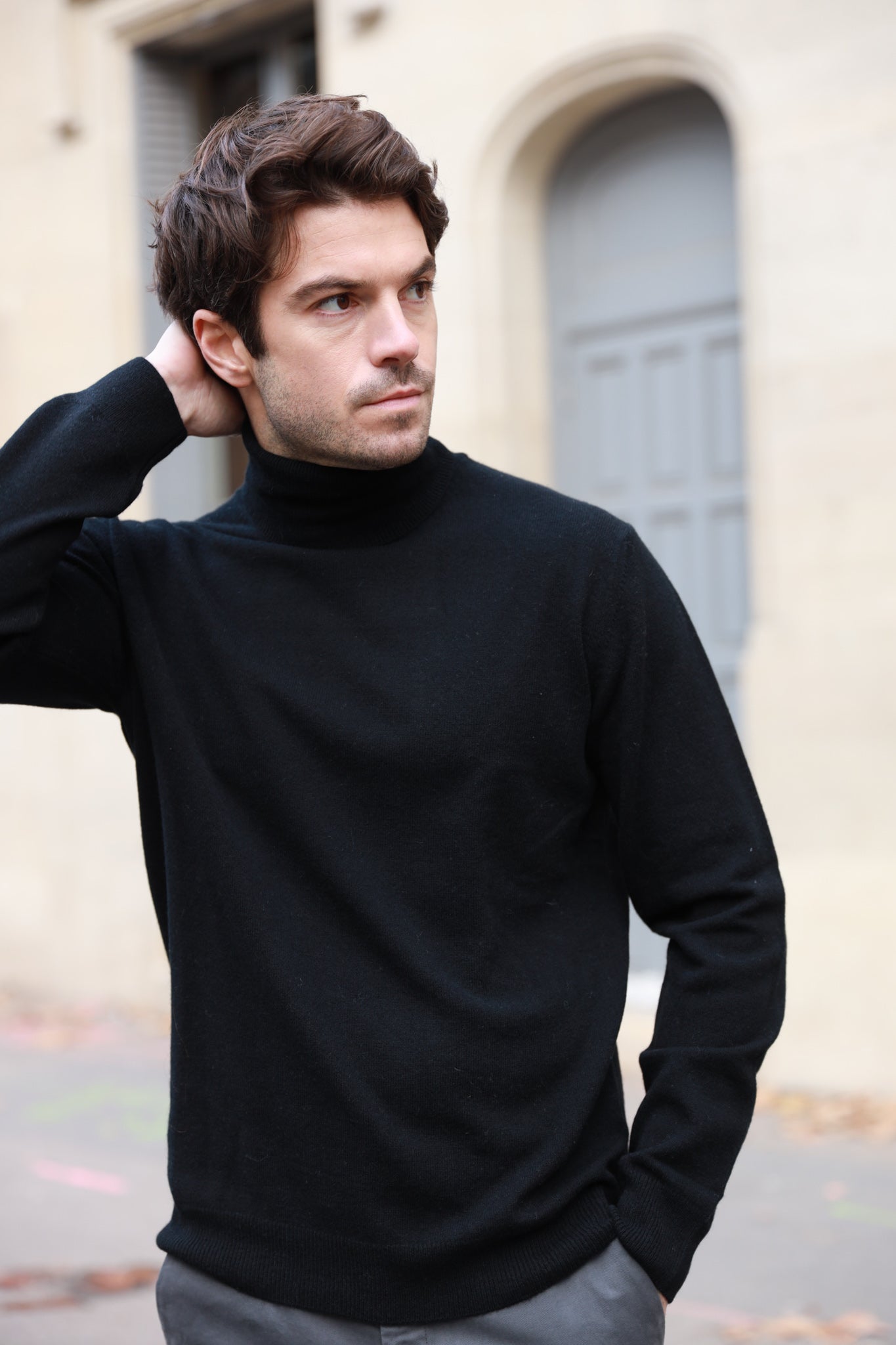 Pull col roulé 100% cachemire - Noir-PULL HOMME-Curling-Paris