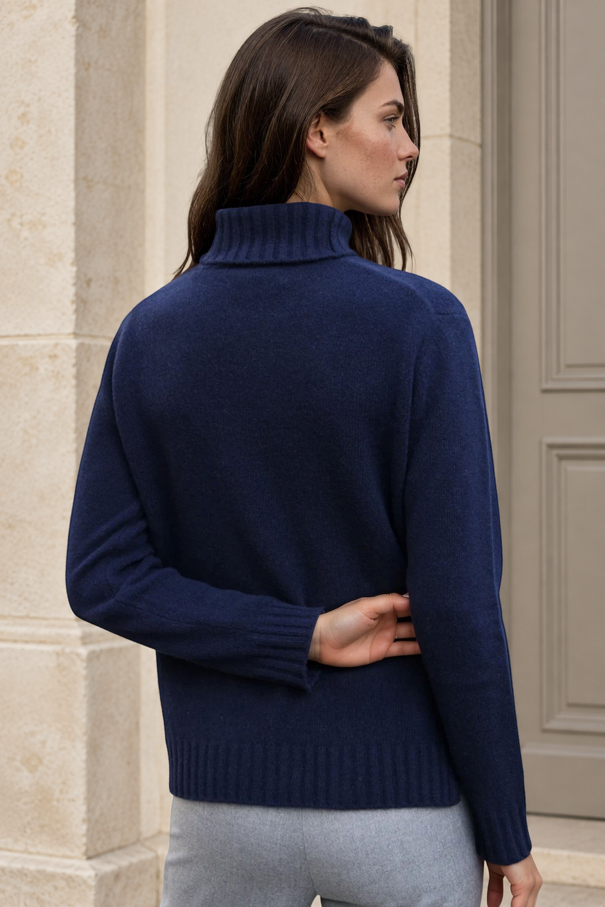 Pull col roulé Nina en laine et cachemire - Marine-PULL FEMME-Curling-Paris