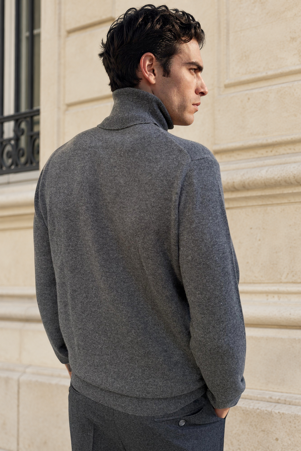 Pull col roulé Paulin 100% cachemire – Anthracite-PULL HOMME-Curling-Paris