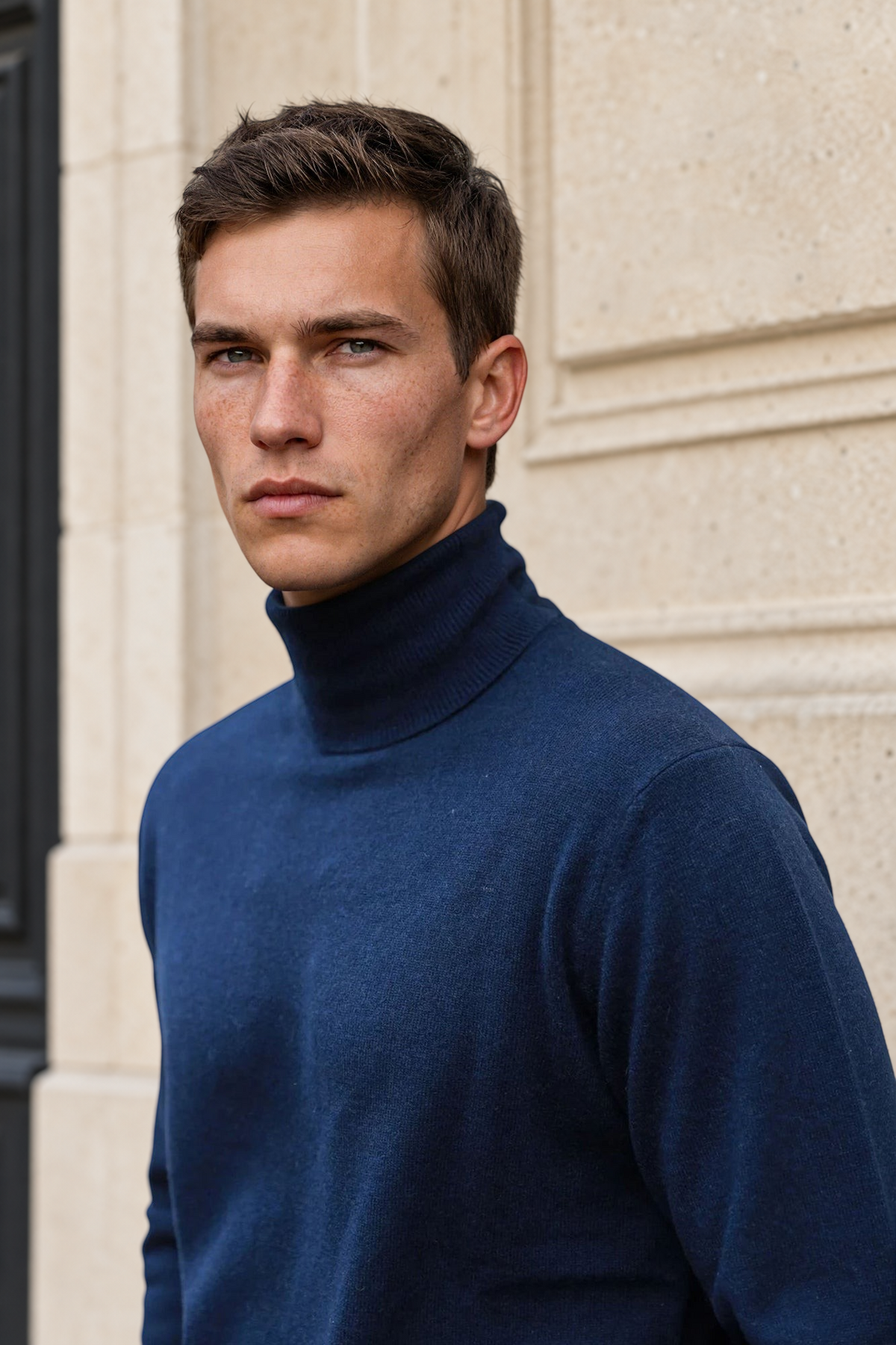 Pull col roulé Paulin 100% cachemire – Marine-PULL HOMME-Curling-Paris