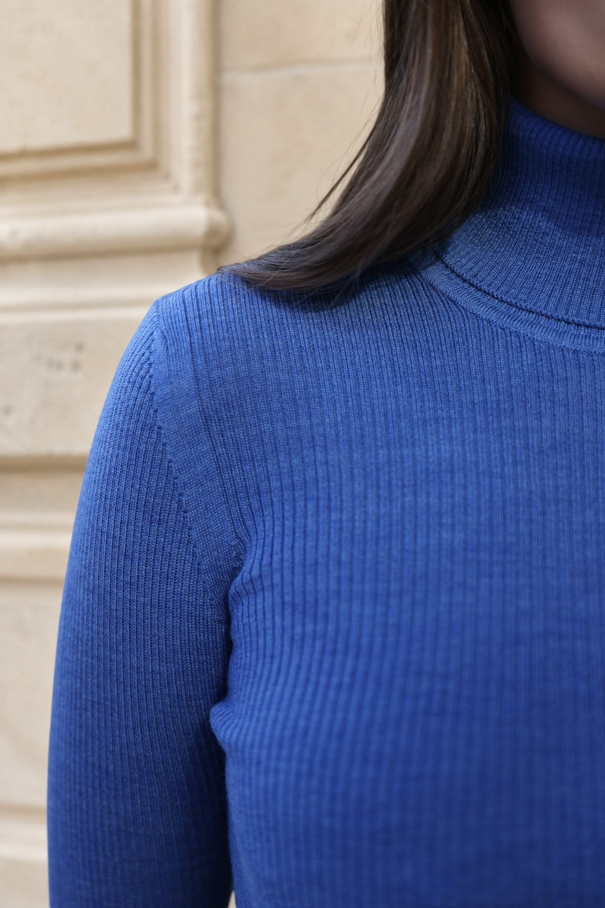 Pull col roulé Prague en laine mérinos - Bleu-PULL FEMME-Curling-Paris