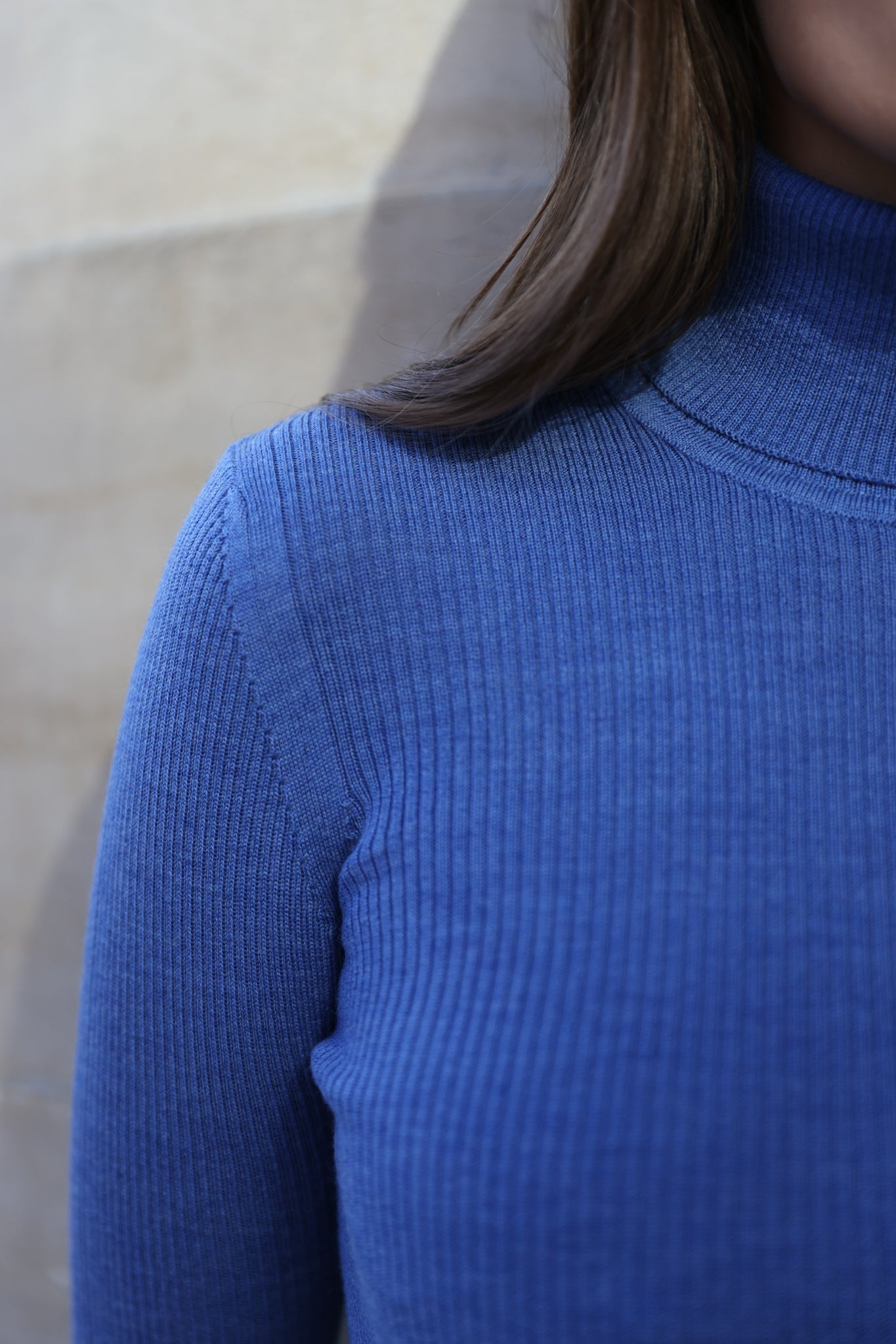 Pull col roulé Prague en laine mérinos - Bleu-PULL FEMME-Curling-Paris