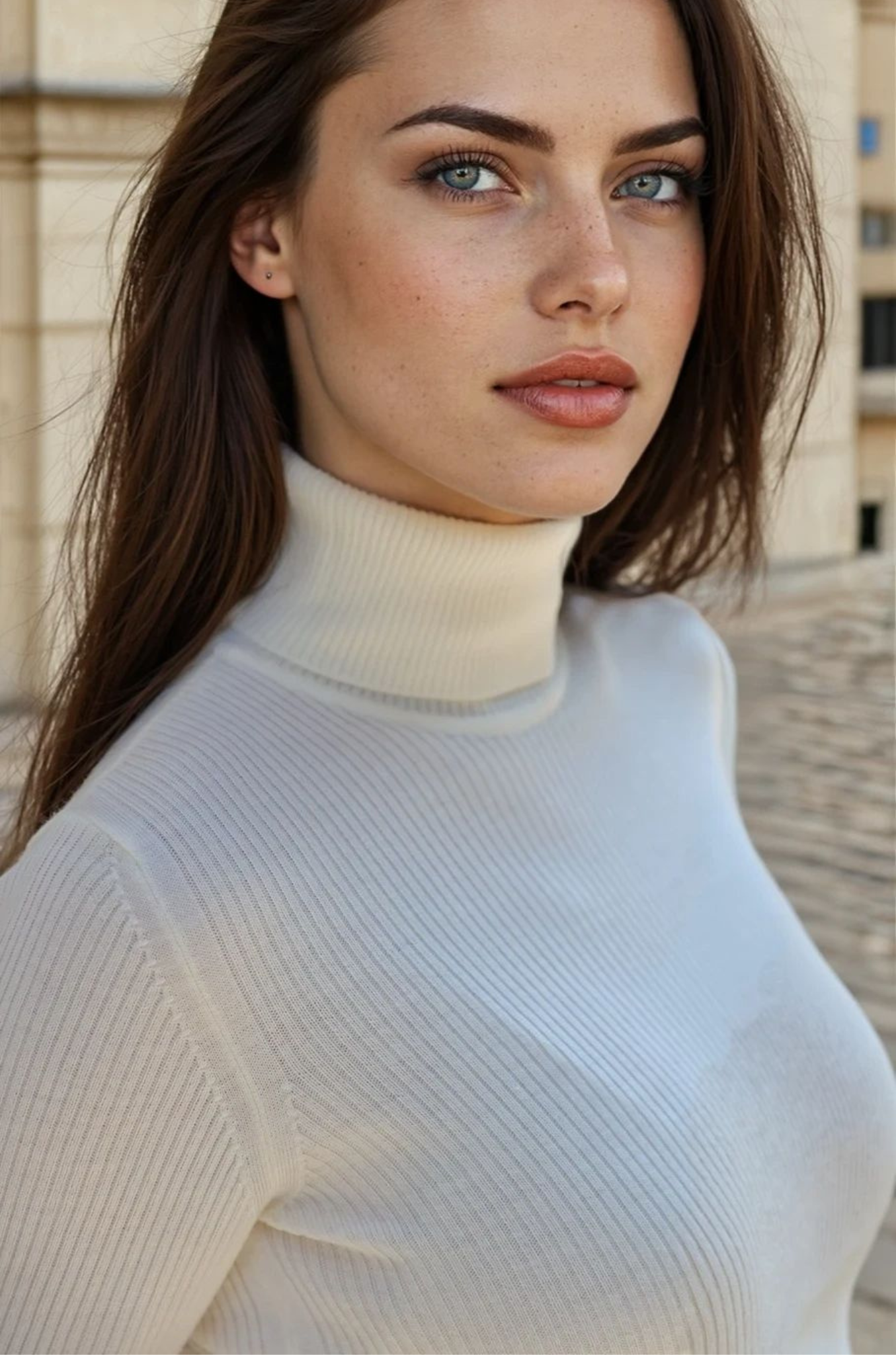 Pull col roulé Prague en laine mérinos - Ecru-PULL FEMME-Curling-Paris