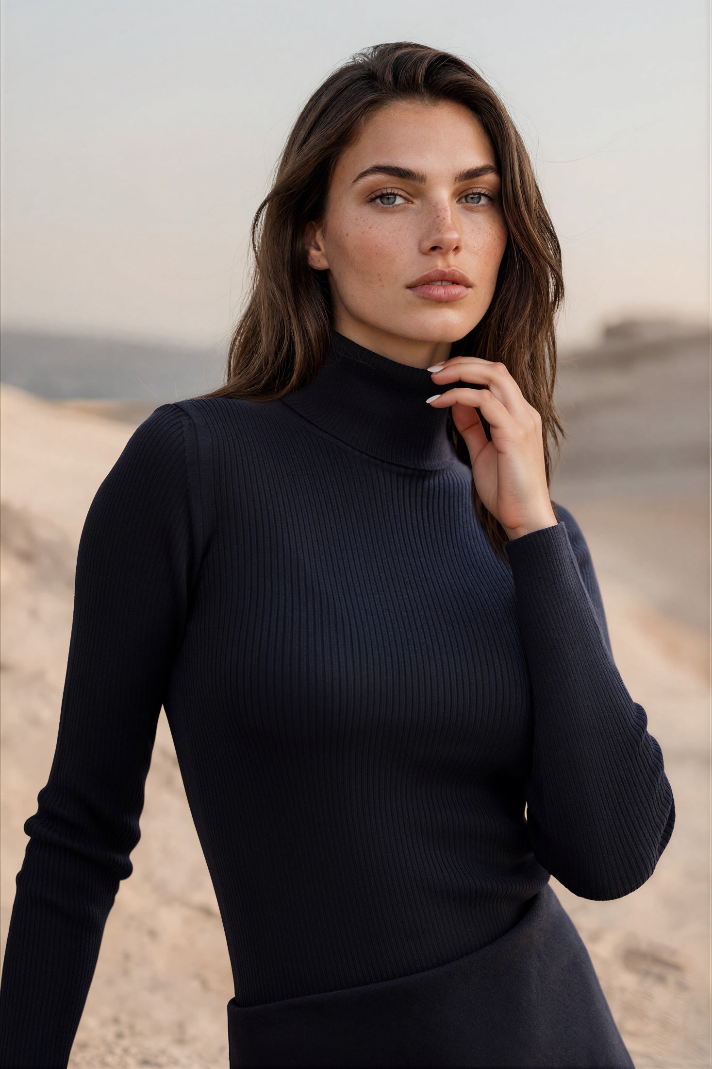 Pull col roulé Prague en laine mérinos - Noir-PULL FEMME-Curling-Paris