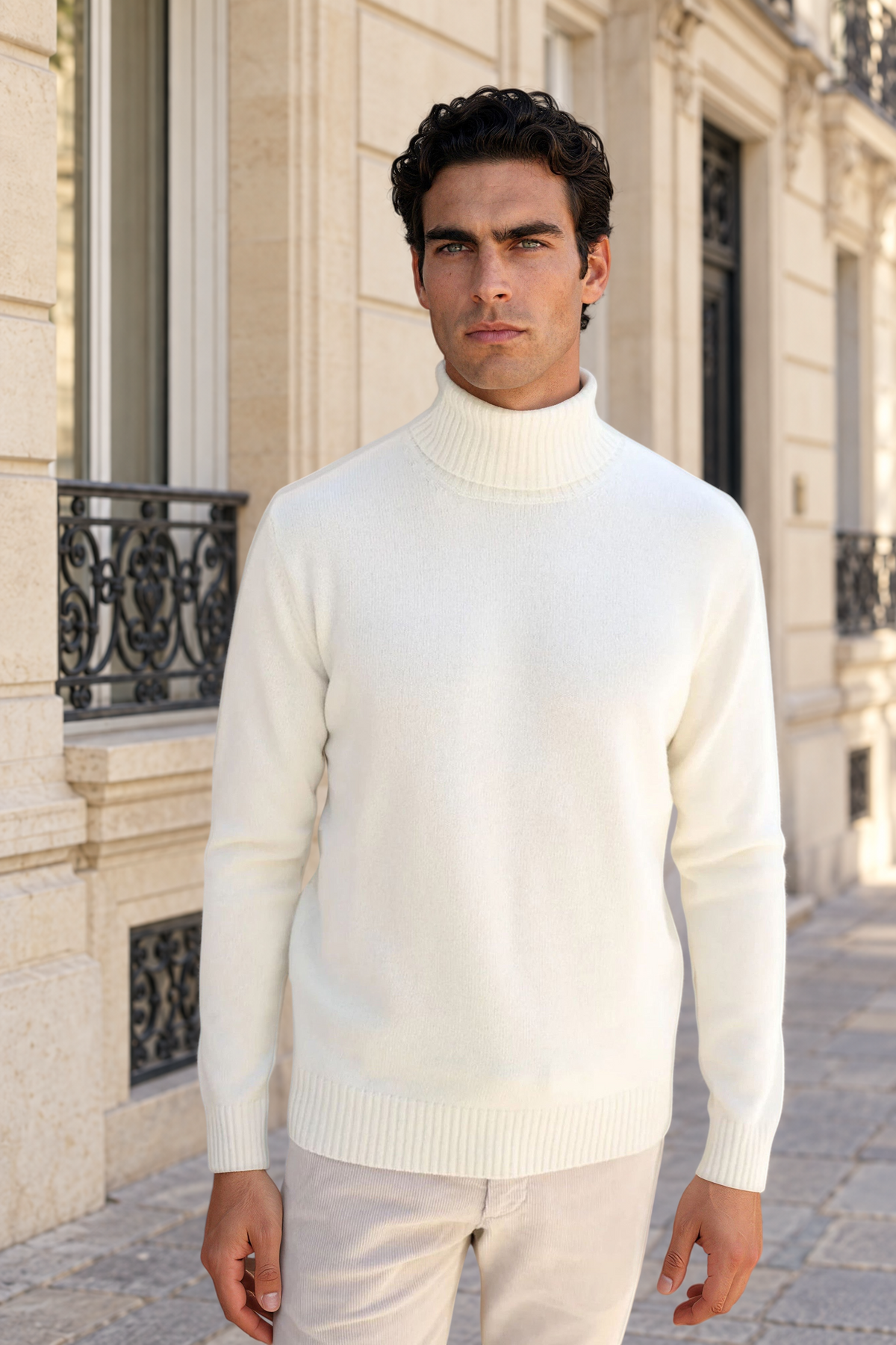 Pull col roulé Vito en laine et cachemire – Écru-PULL HOMME-Curling-Paris