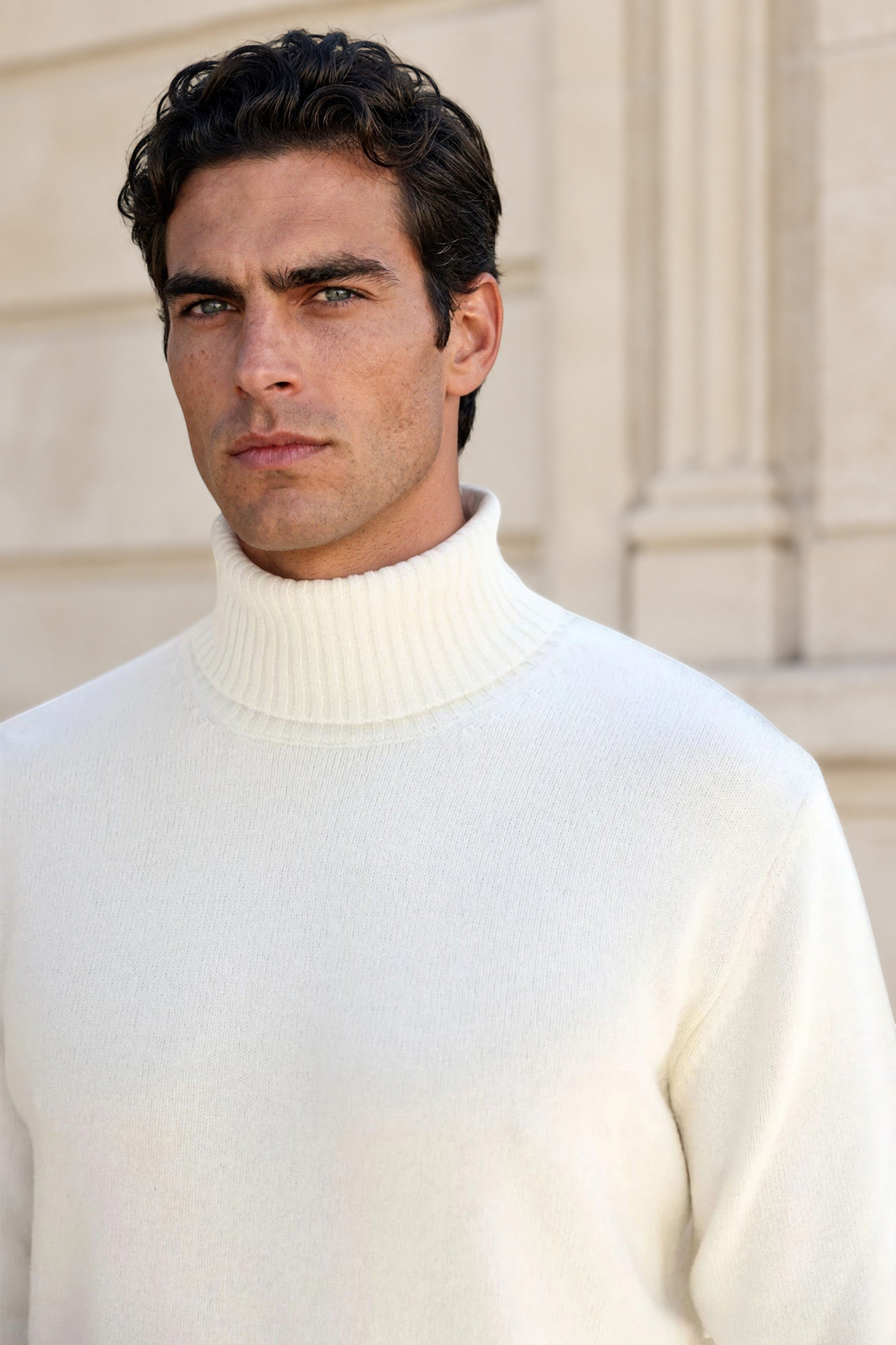 Pull col roulé Vito en laine et cachemire – Écru-PULL HOMME-Curling-Paris