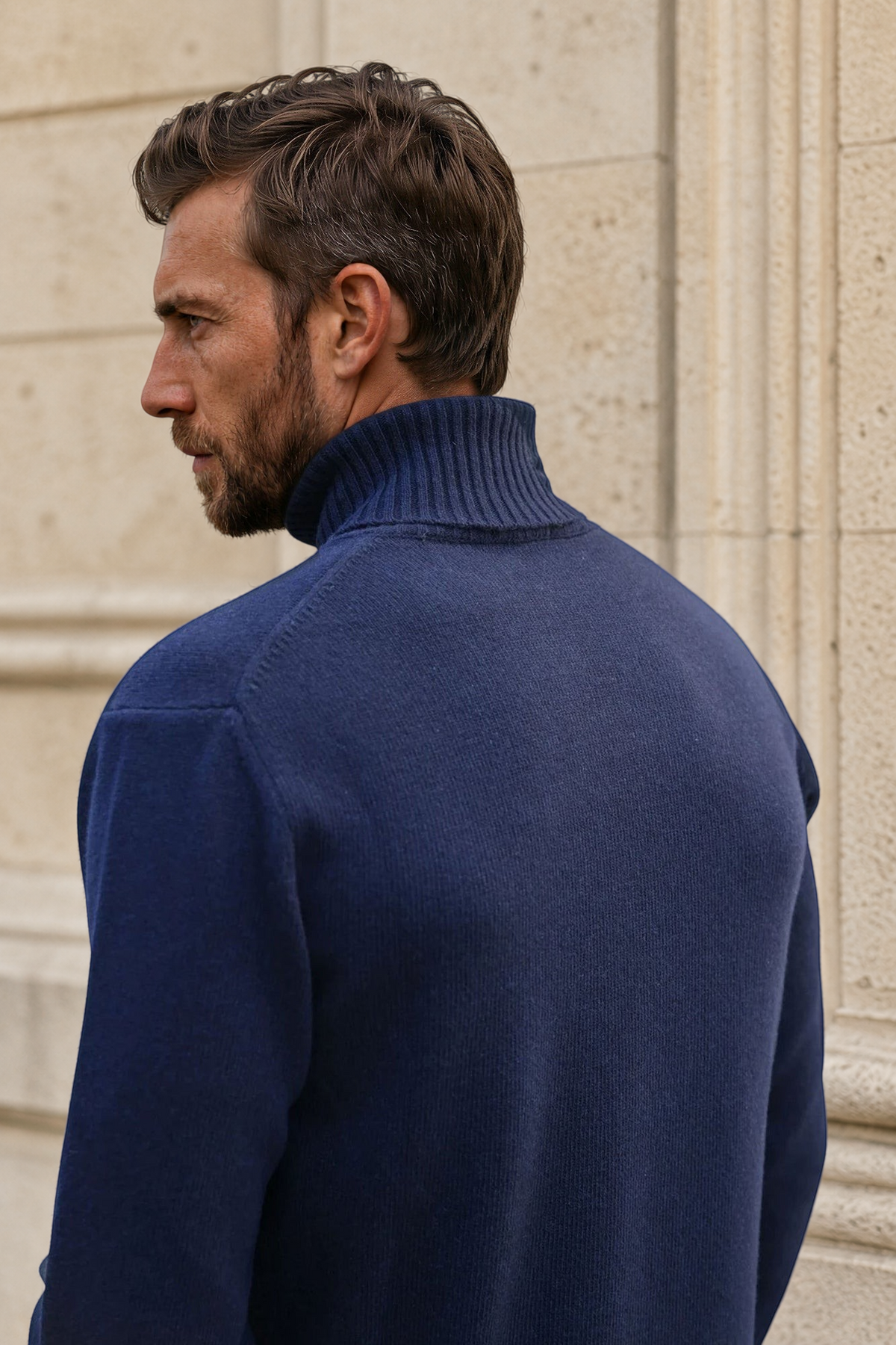 Pull col roulé Vito en laine et cachemire – Marine-PULL HOMME-Curling-Paris