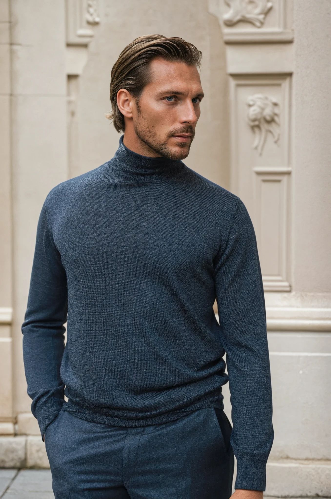 Pull col roulé Yves en laine mérinos - Anthracite-PULL HOMME-Curling-Paris