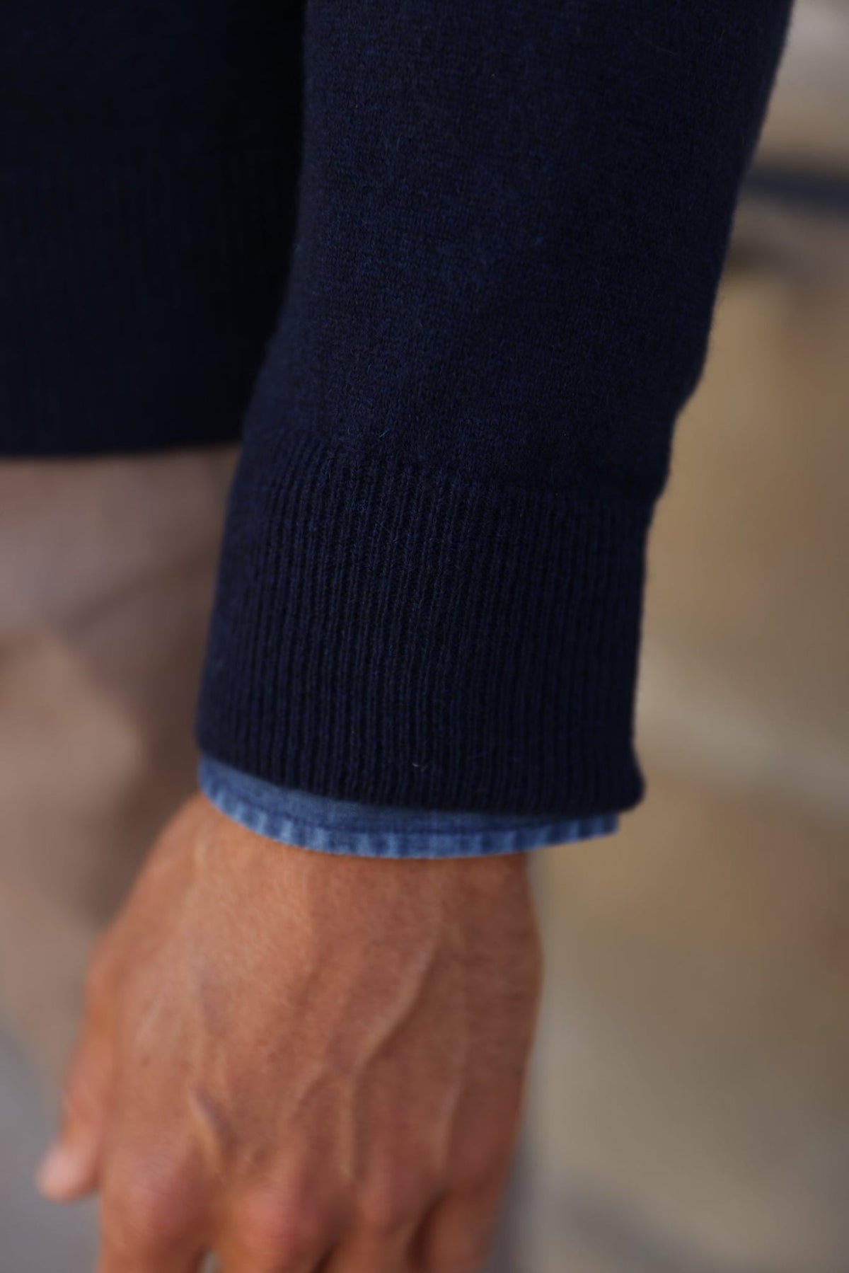 Pull homme Amar col zippé 100% cachemire – Marine-PULL HOMME-Curling-Paris