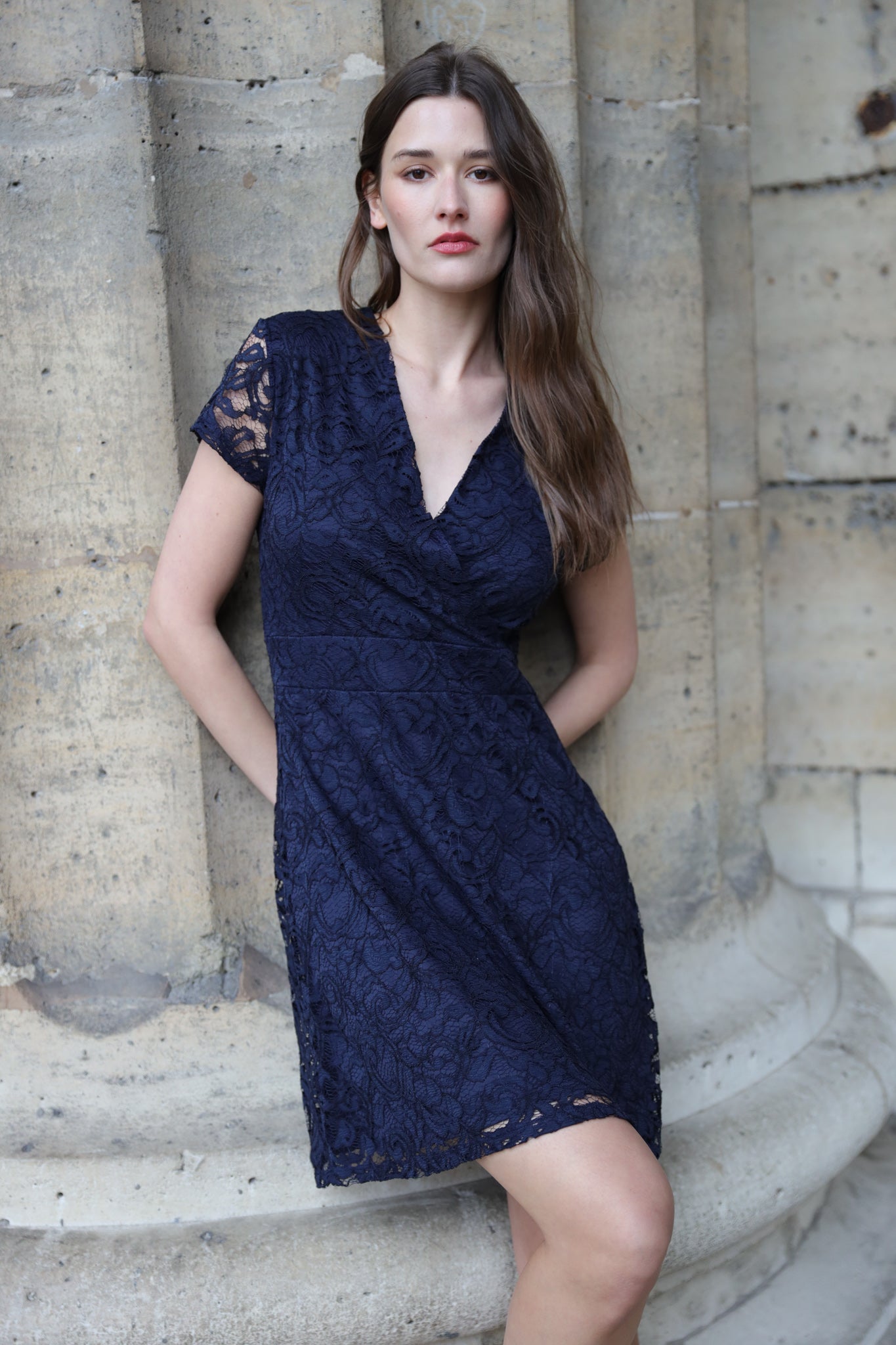 Robe Constance en dentelle - Marine-ROBE FEMME-Curling-Paris
