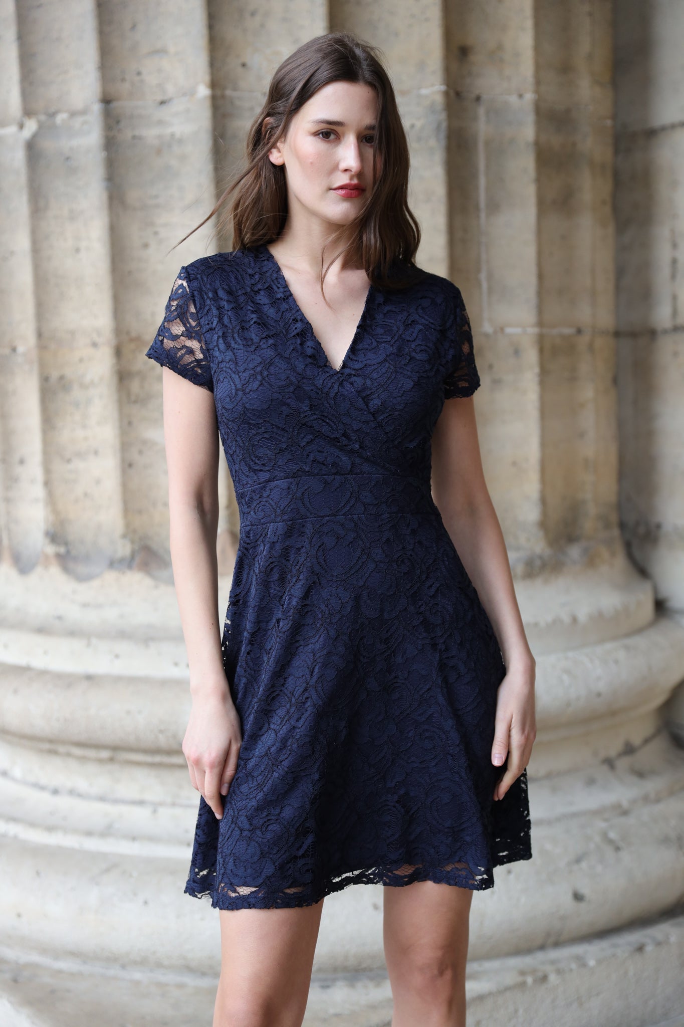 Robe Constance en dentelle - Marine-ROBE FEMME-Curling-Paris