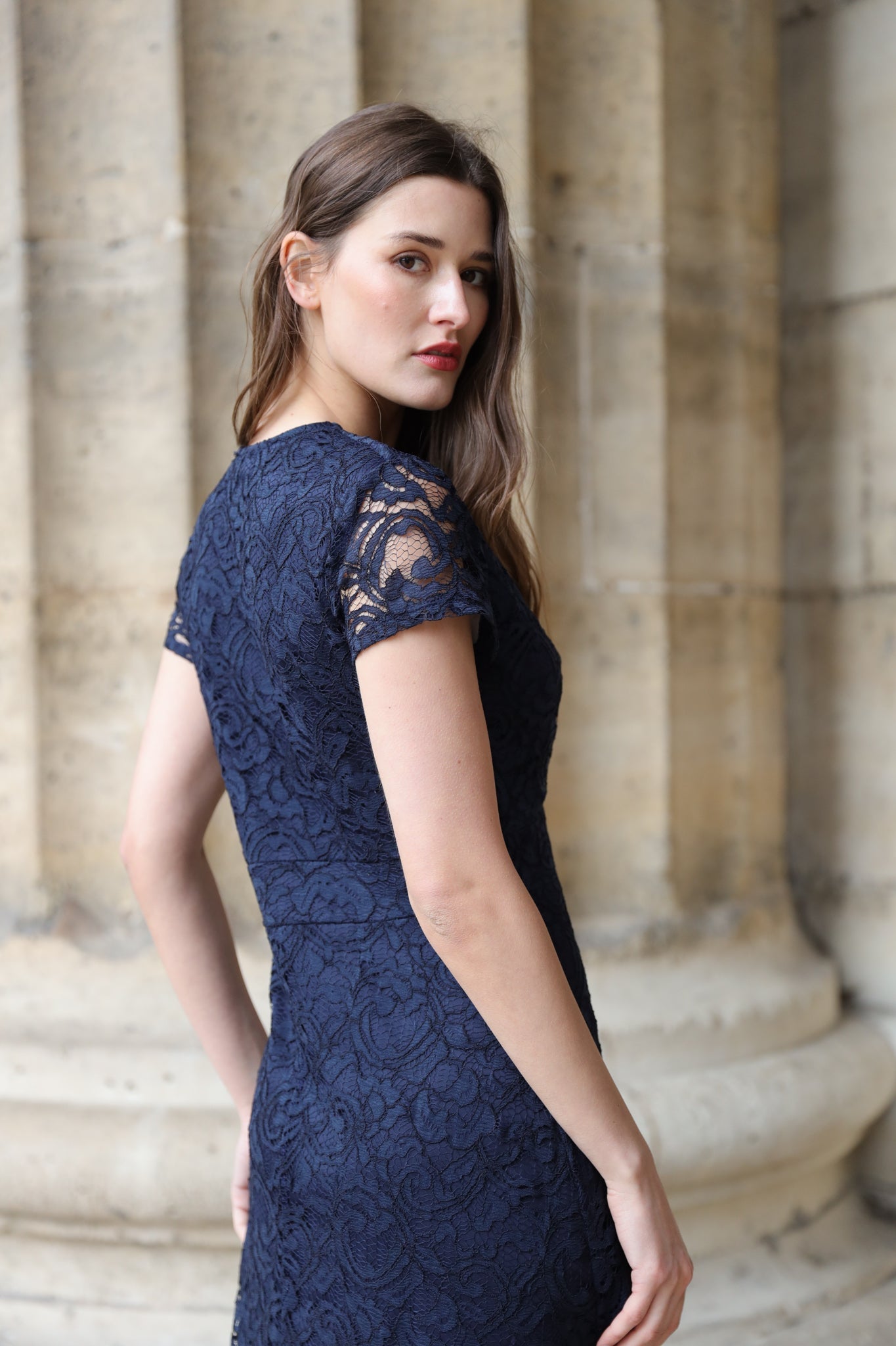 Robe Constance en dentelle - Marine-ROBE FEMME-Curling-Paris