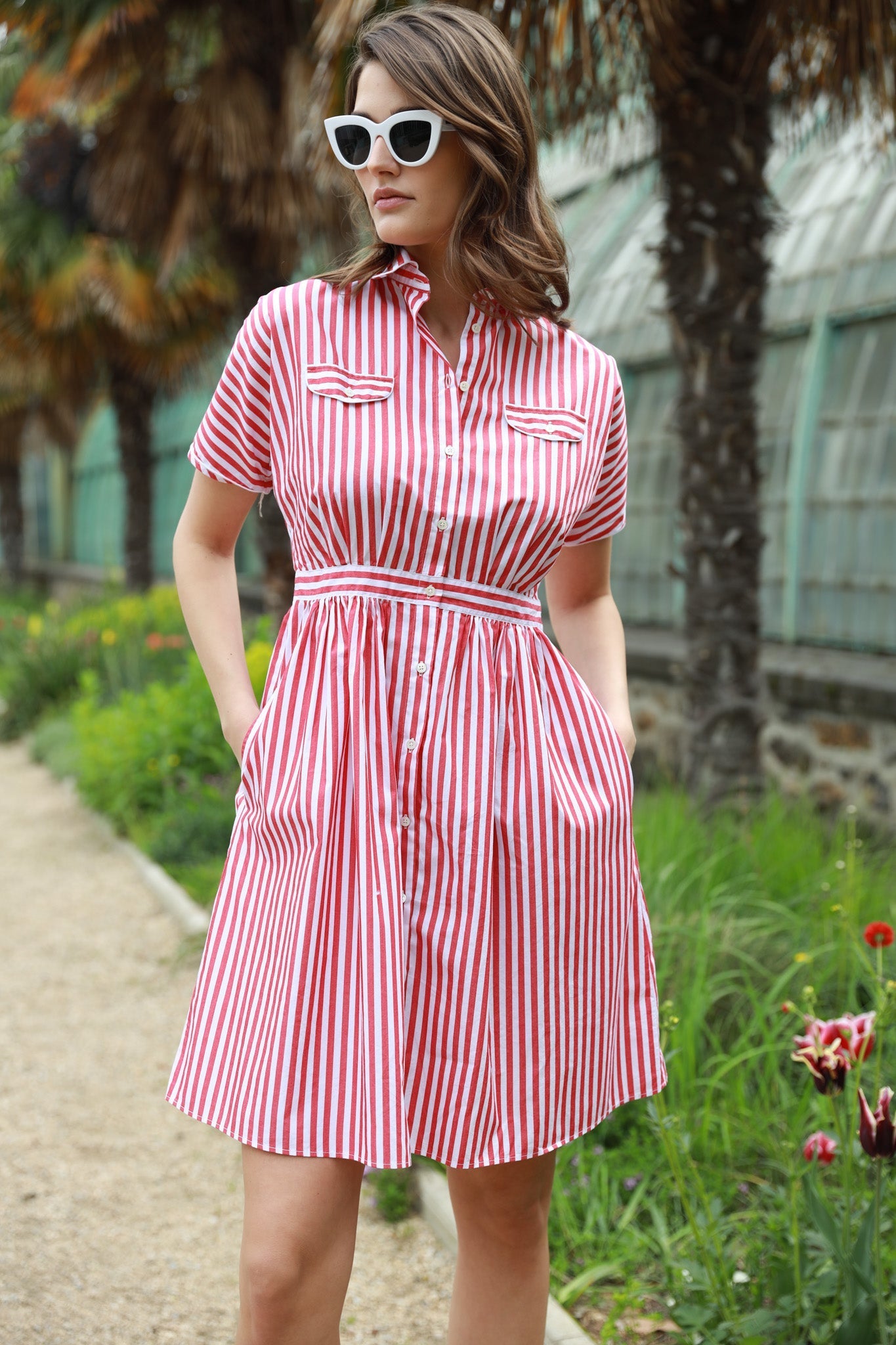 Robe Rosa en coton - Bâton Rouge & Blanc-ROBE FEMME-Curling-Paris