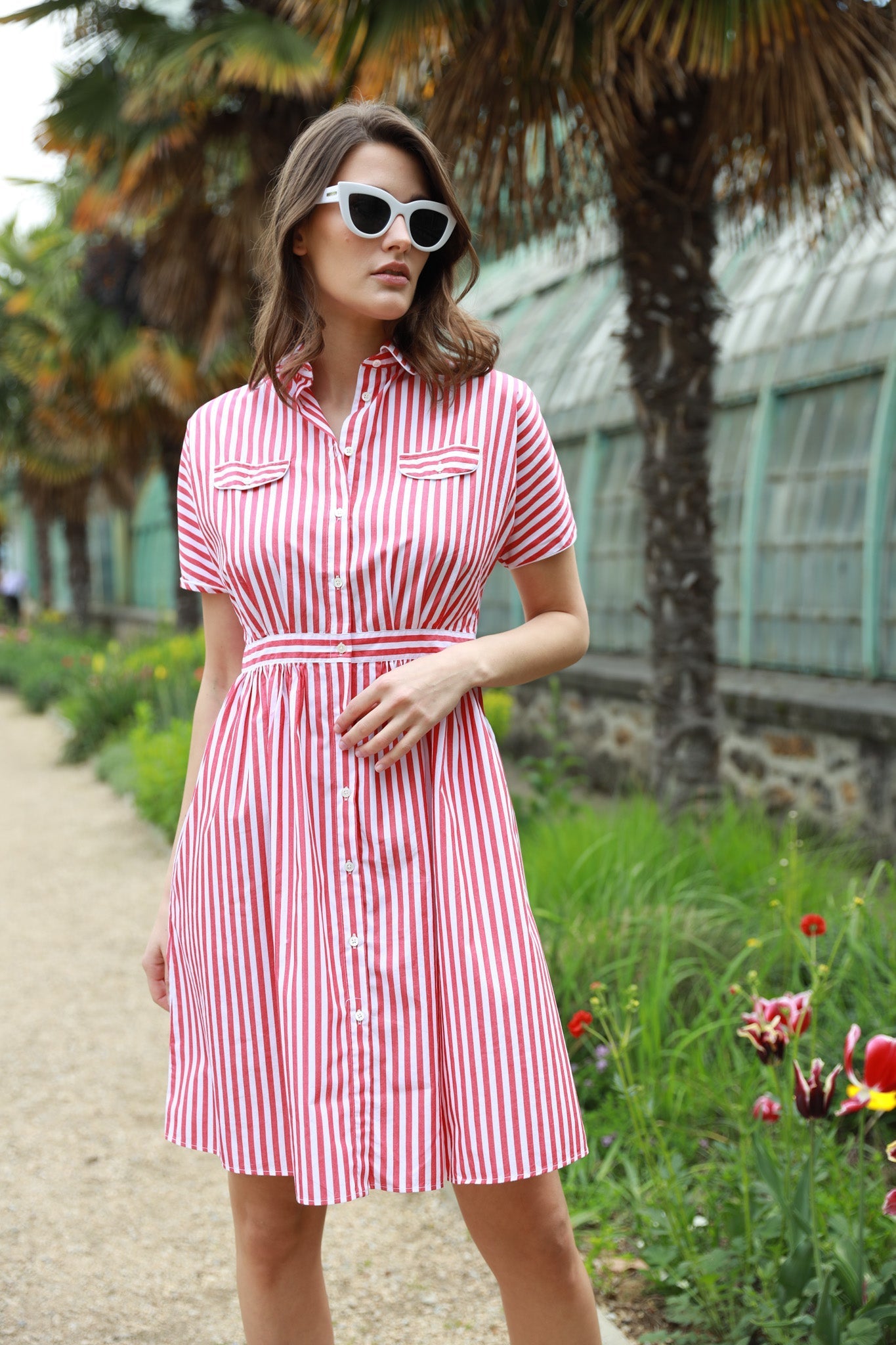 Robe Rosa en coton - Bâton Rouge & Blanc-ROBE FEMME-Curling-Paris