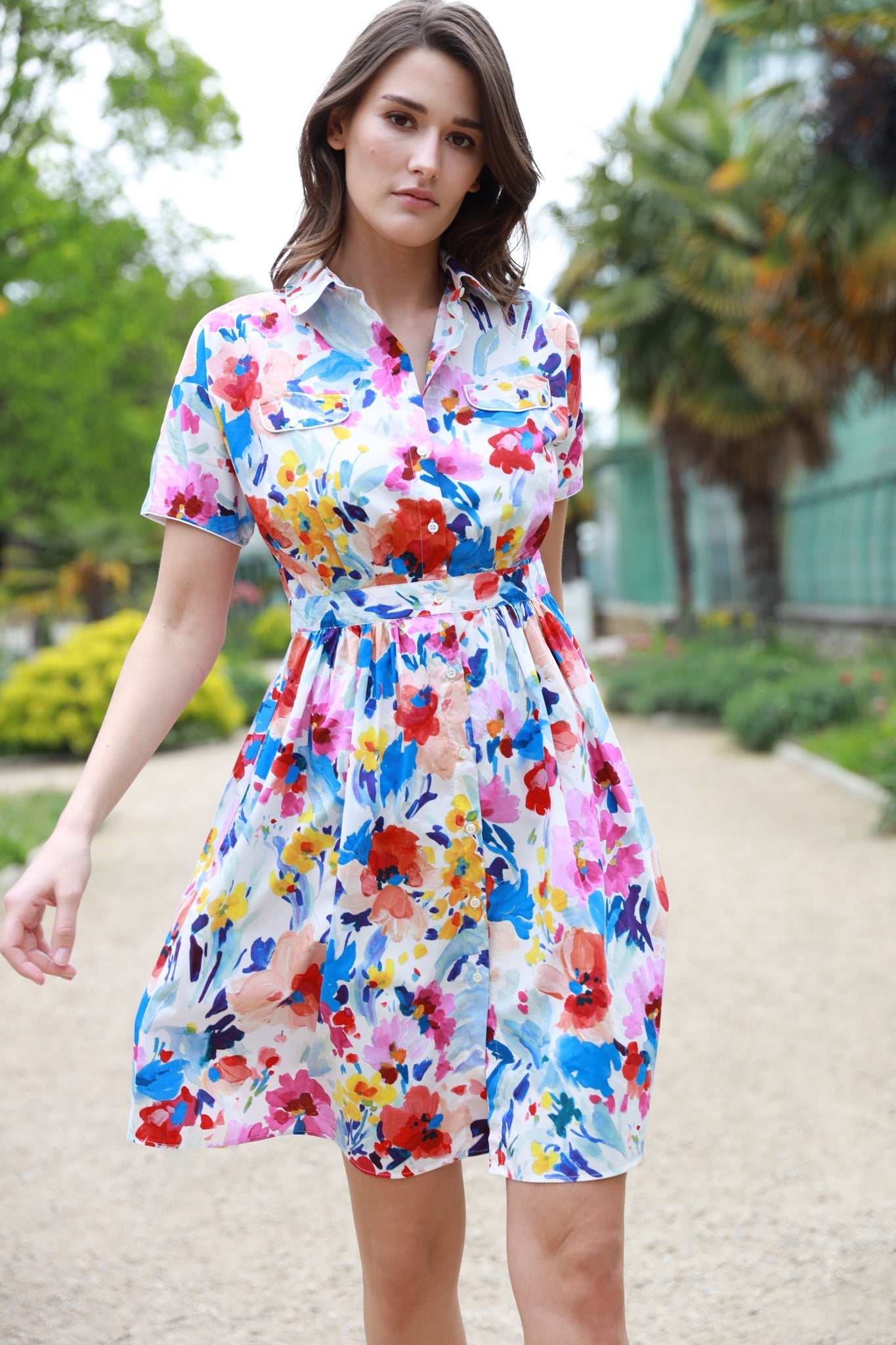 Robe Rosa en popeline de coton - Imprimé fleuri-ROBE FEMME-Curling-Paris