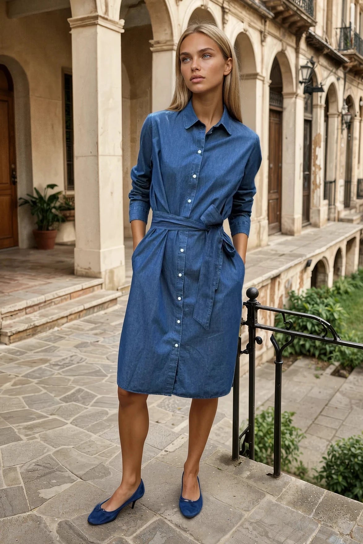 Robe chemisier Louna en jeans - Bleu-ROBE FEMME-Curling-Paris