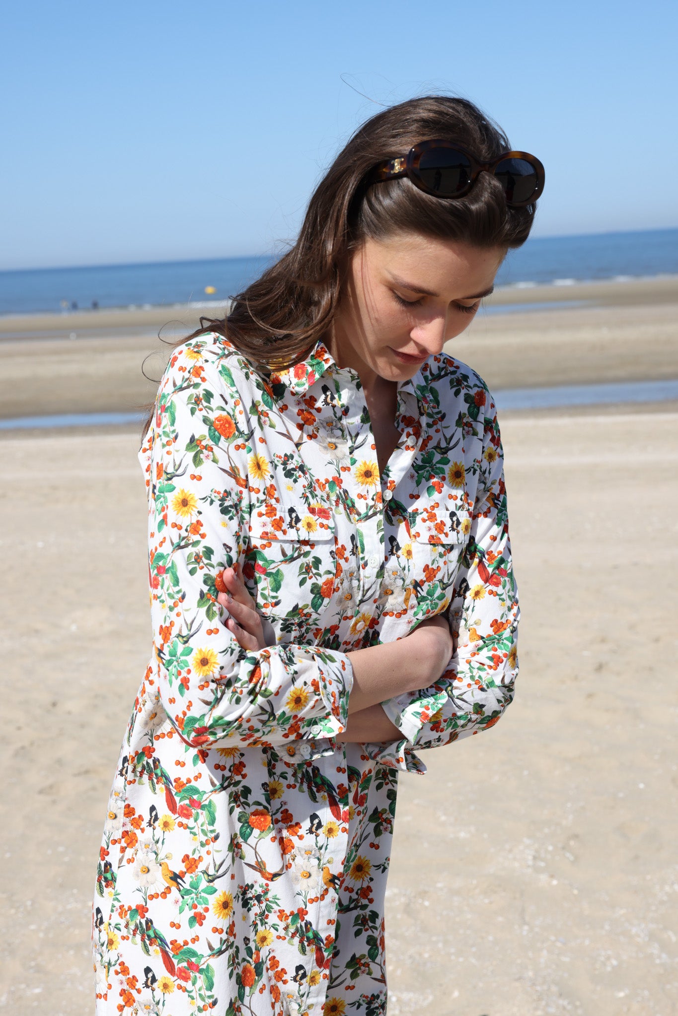 Robe chemisier Rania en coton - Oiseaux-ROBE FEMME-Curling-Paris