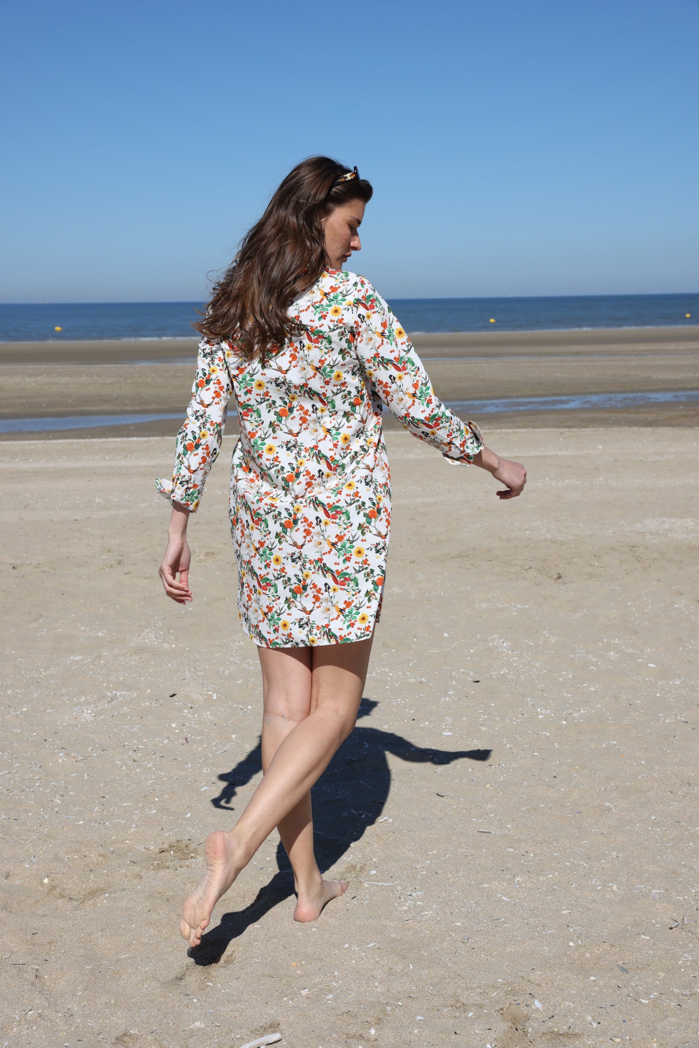 Robe chemisier Rania en coton - Oiseaux-ROBE FEMME-Curling-Paris