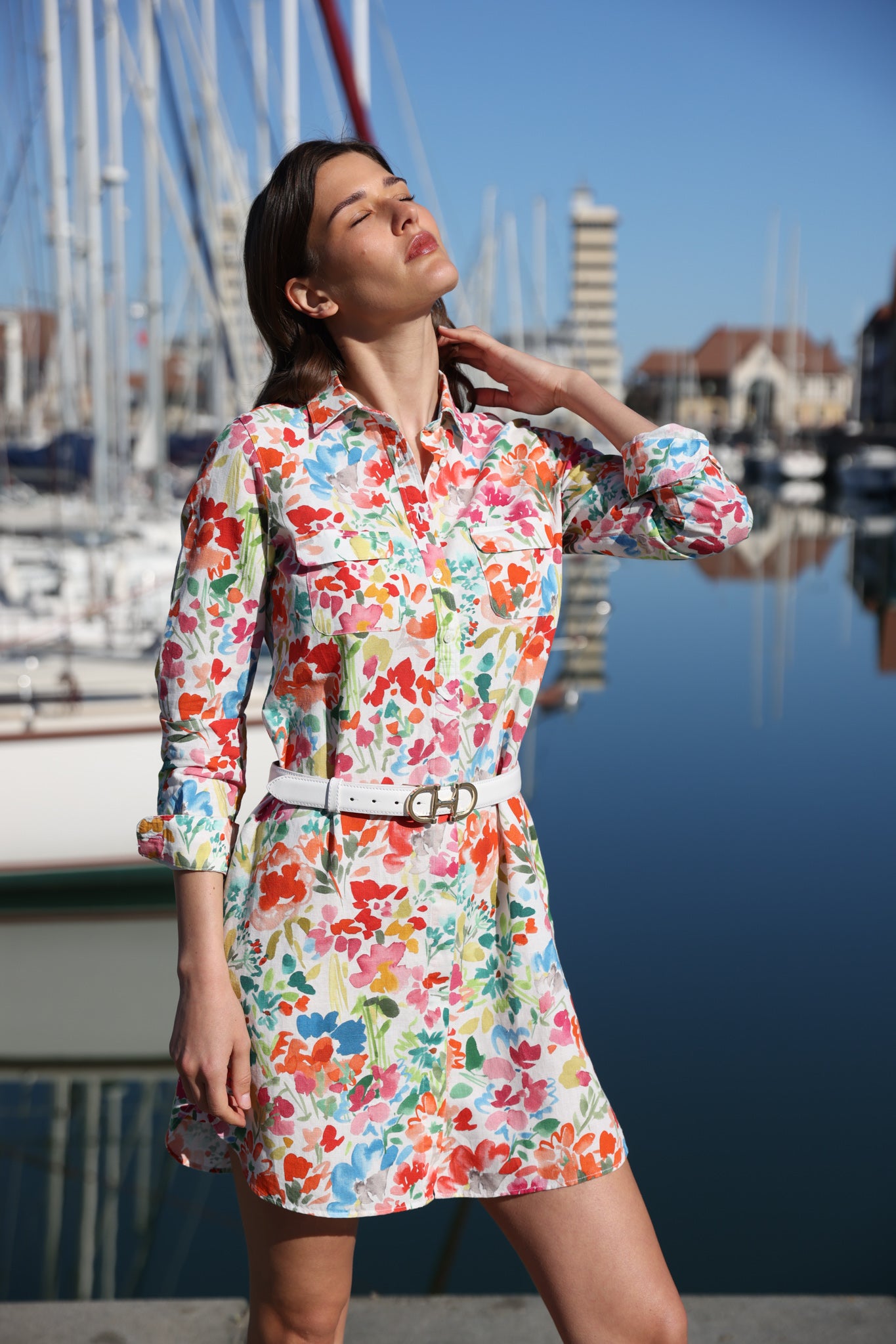 Robe chemisier Rania en lin et coton - Fleurs d'été-ROBE FEMME-Curling-Paris