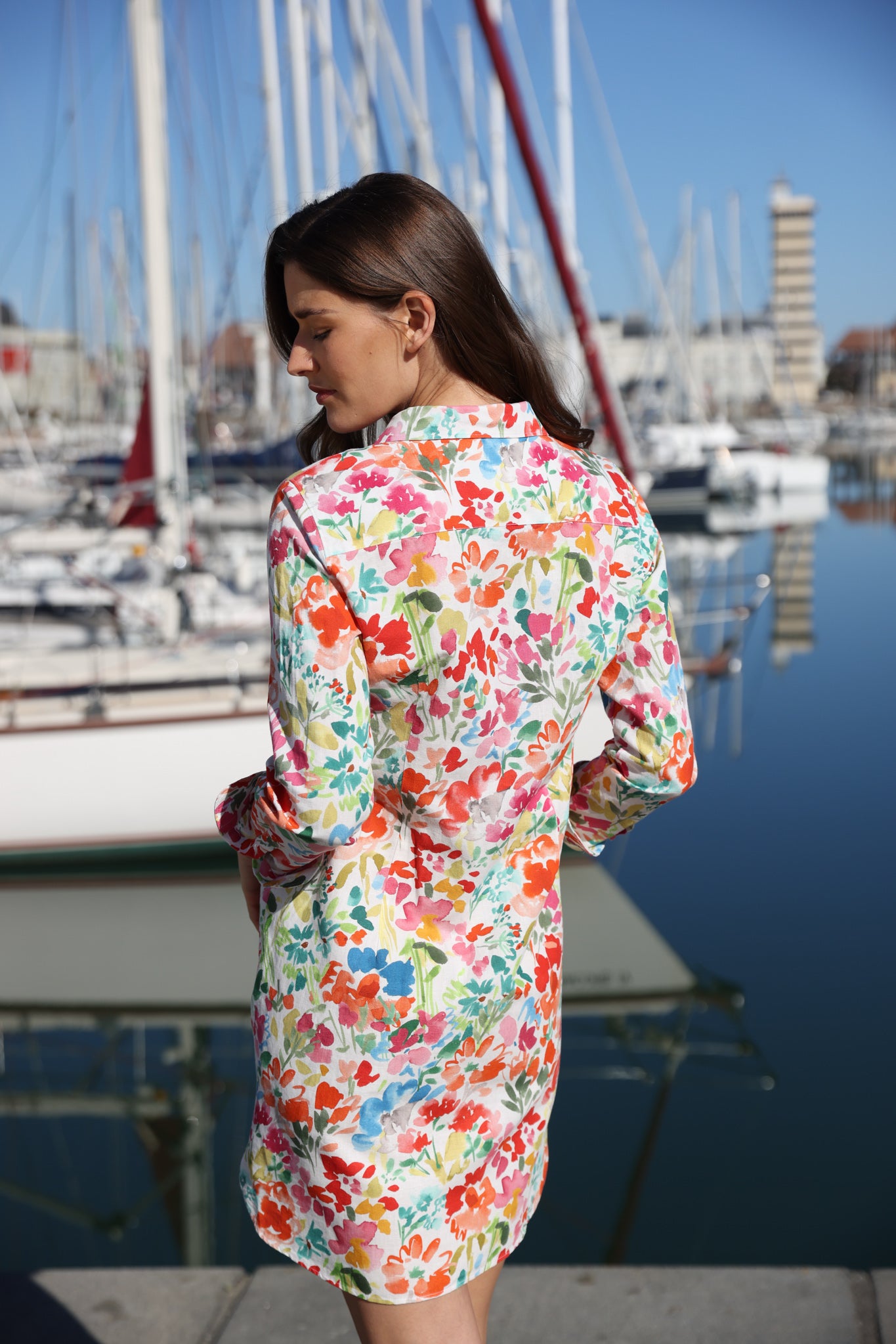 Robe chemisier Rania en lin et coton - Fleurs d'été-ROBE FEMME-Curling-Paris