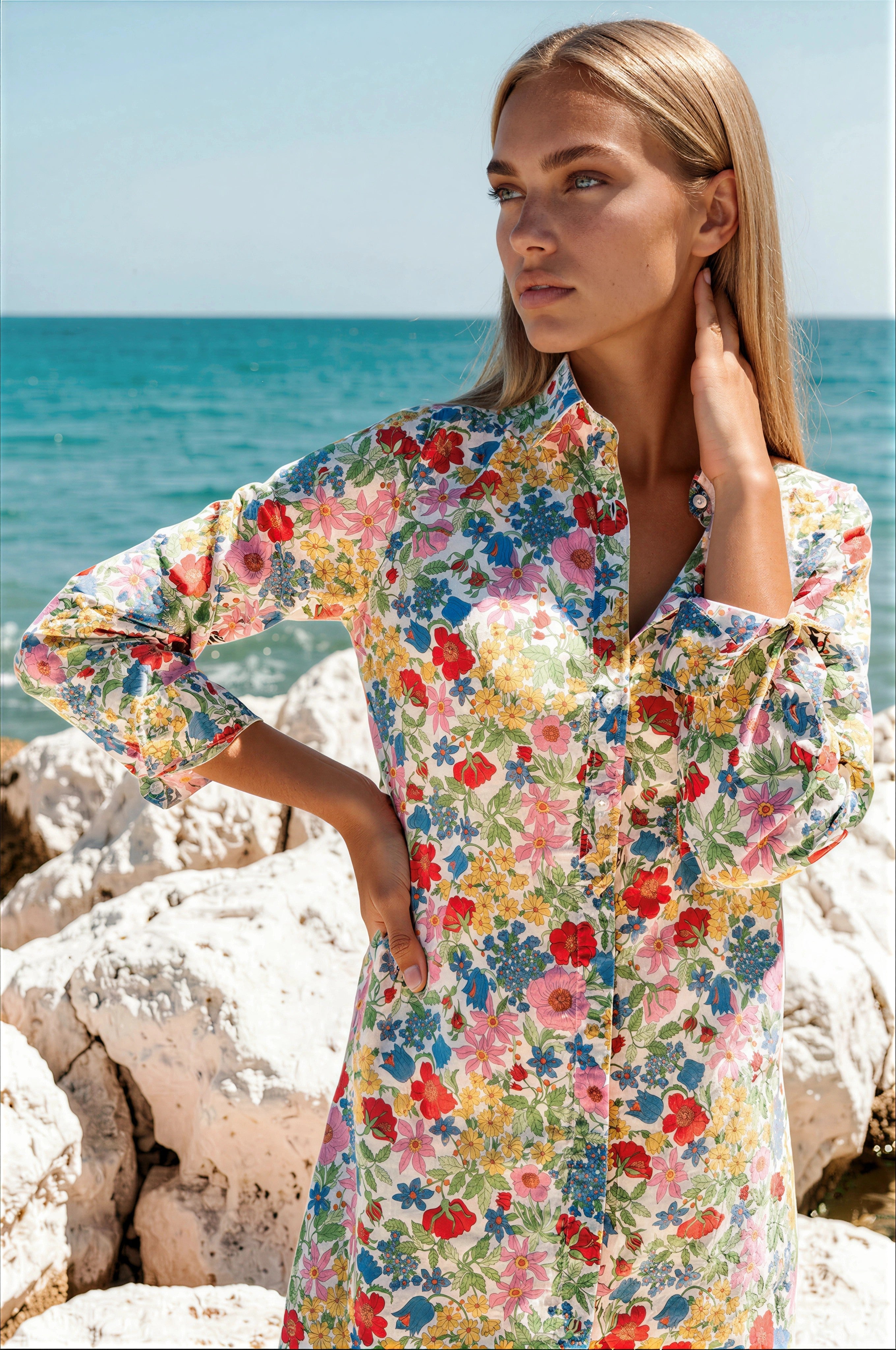 Robe chemisier Rita en coton Liberty - Fleurs Multi-ROBE FEMME-Curling-Paris