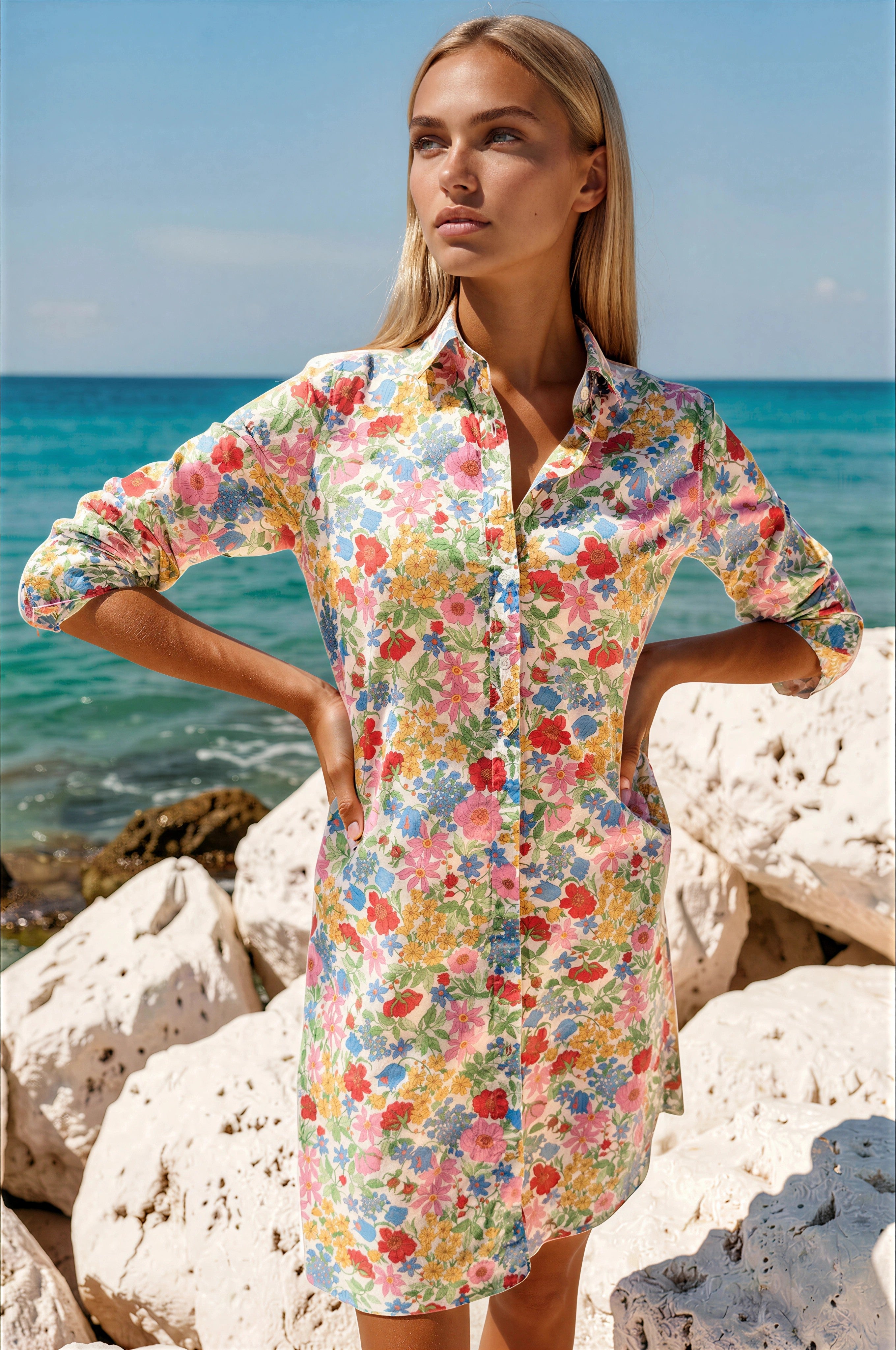 Robe chemisier Rita en coton Liberty - Fleurs Multi-ROBE FEMME-Curling-Paris
