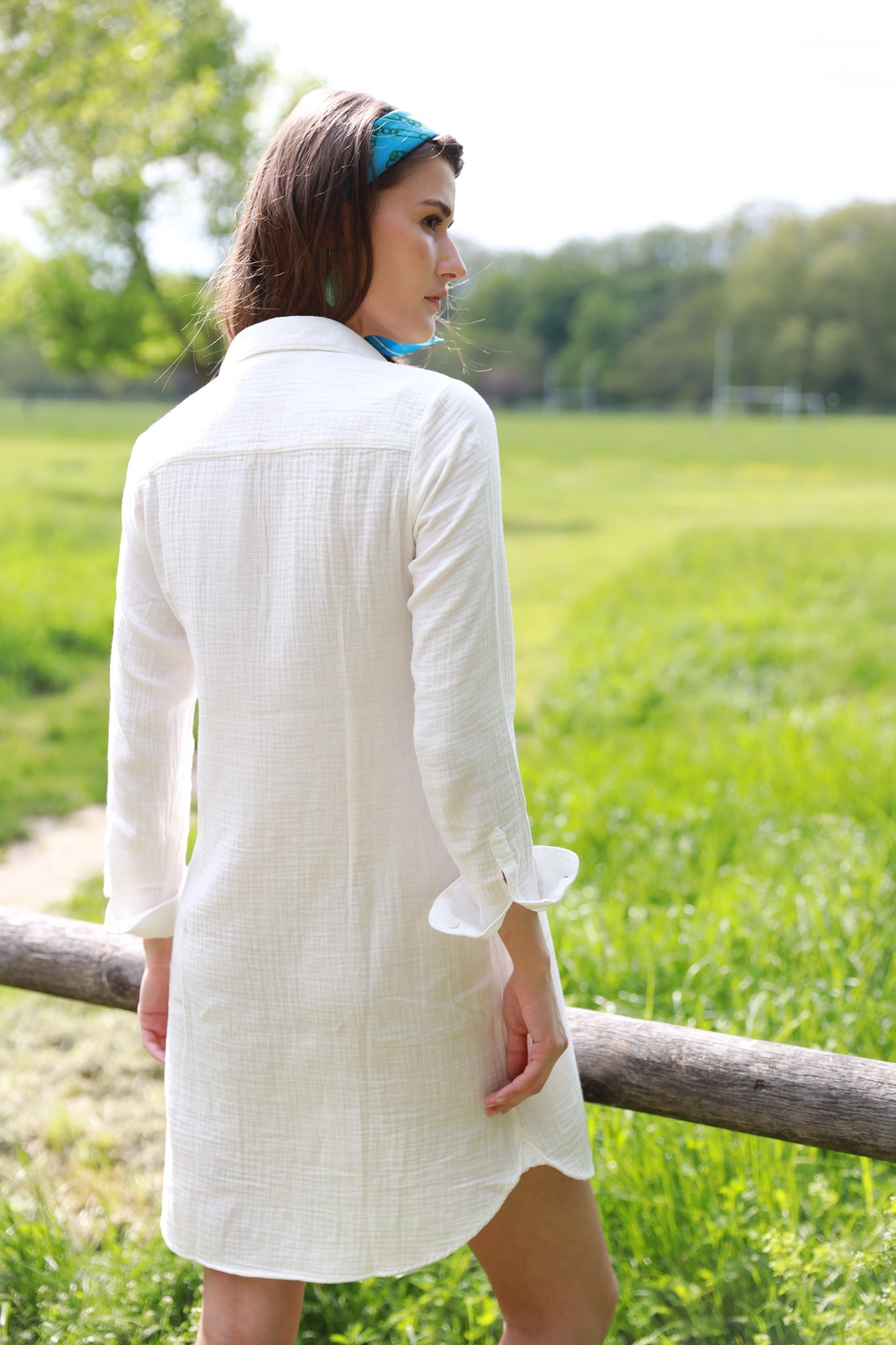Cotton Gauze Shirt Dress White