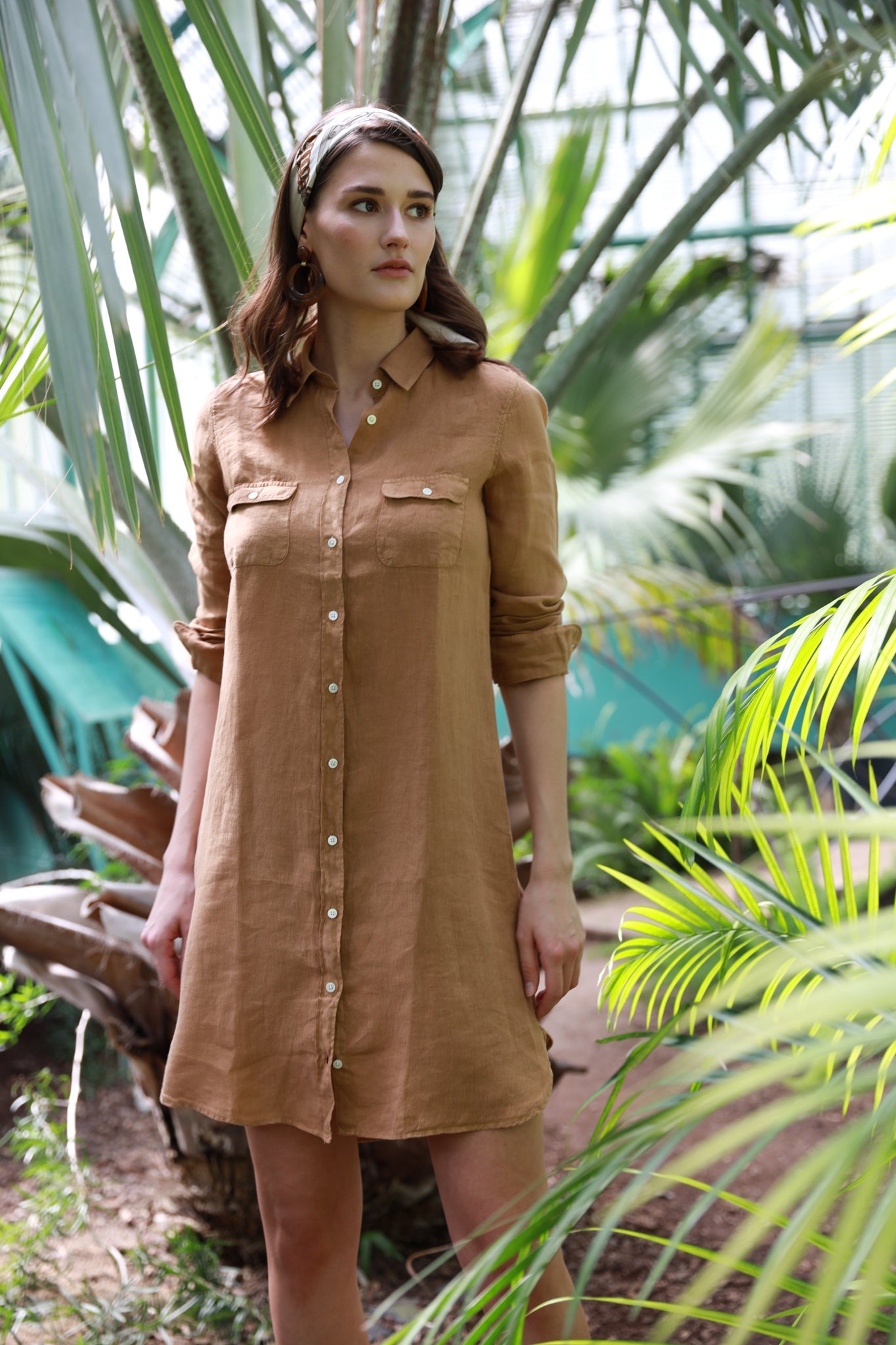 Robe chemisier en lin - Caramel-ROBE FEMME-Curling-Paris