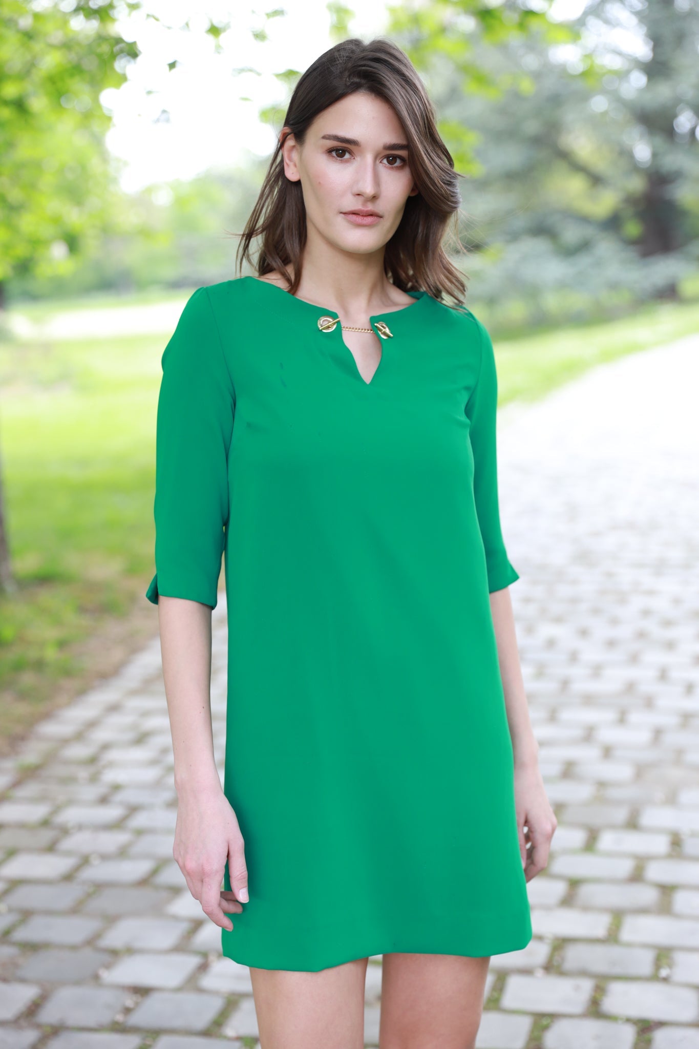 Robe cocktail Romanel - Vert-ROBE FEMME-Curling-Paris