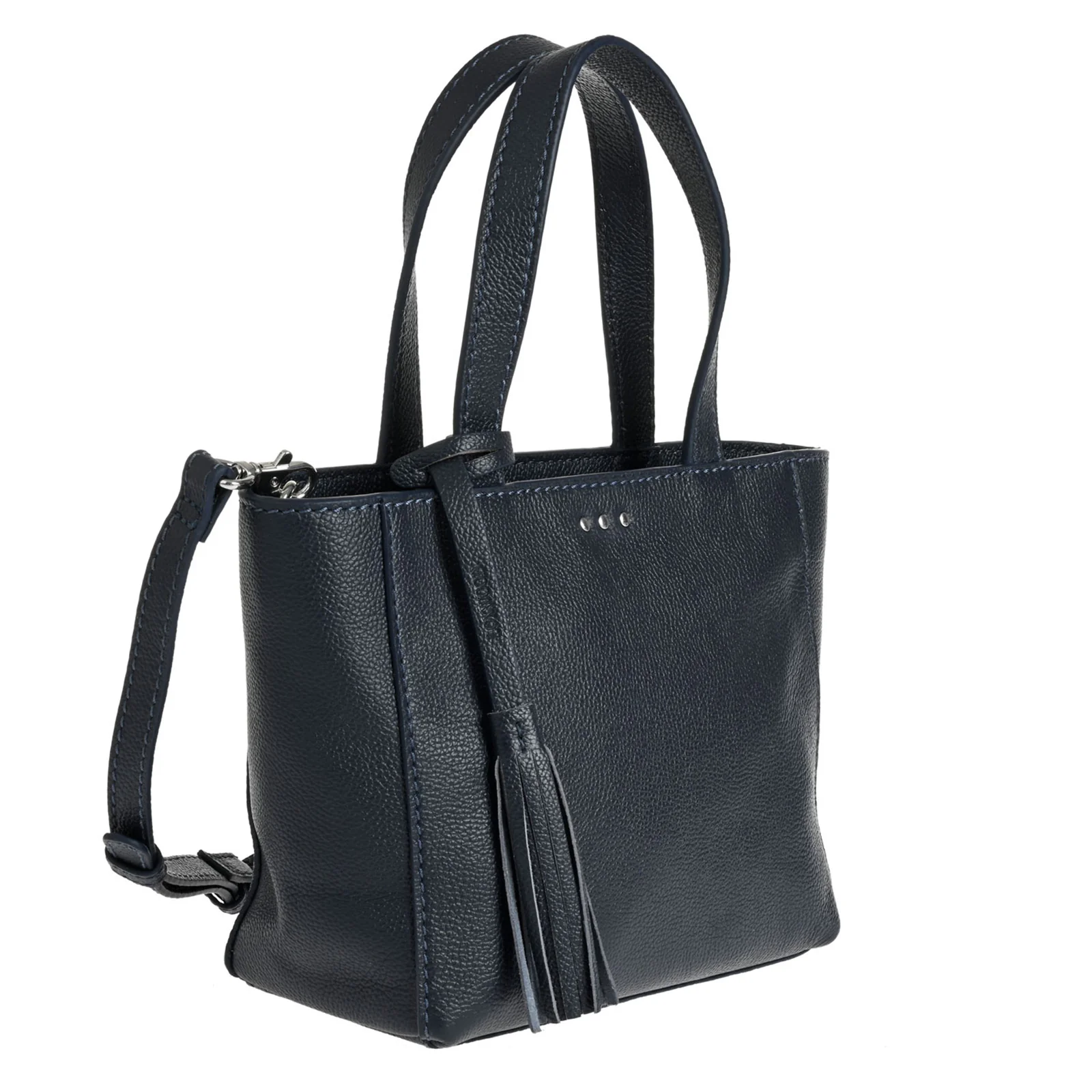 SAC BABY CABAS CUIR GRAINÉ 3 CLOUS - BLEU NUIT-SAC FEMME-Curling-Paris