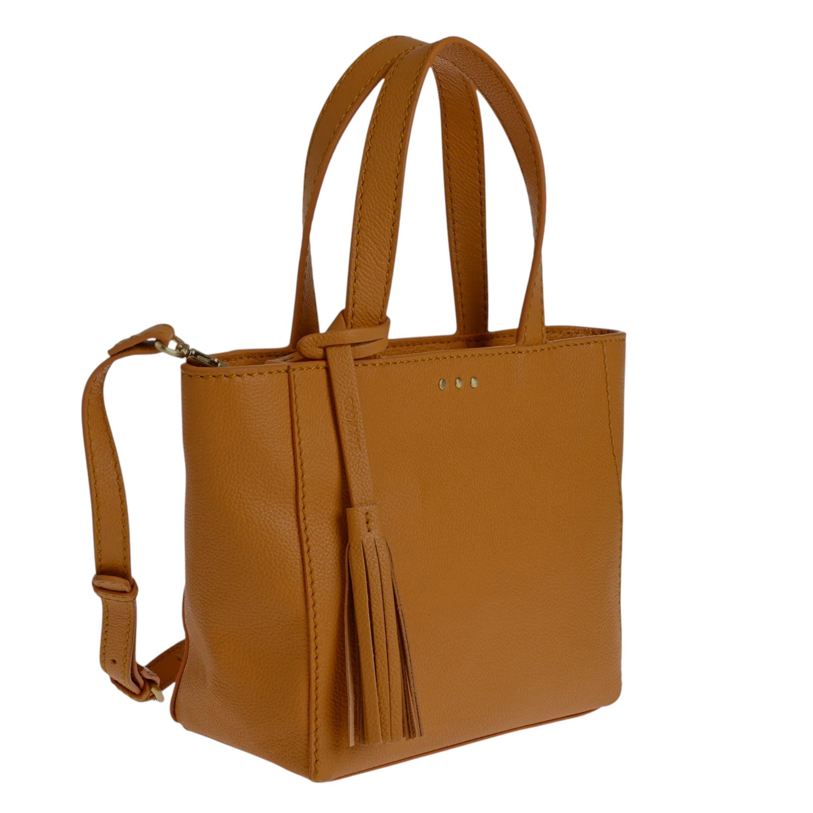 SAC BABY CABAS CUIR GRAINÉ 3 CLOUS - HONEY-SAC FEMME-Curling-Paris