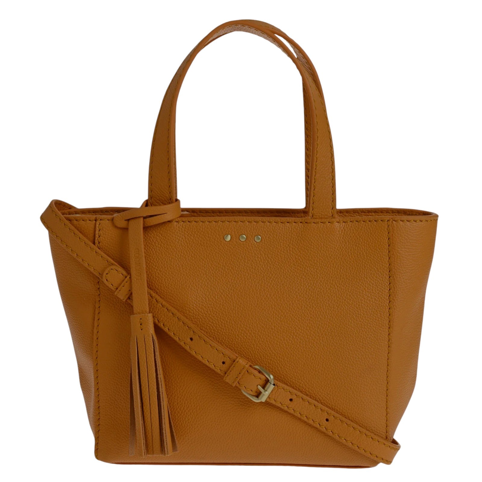 SAC BABY CABAS CUIR GRAINÉ 3 CLOUS - HONEY-SAC FEMME-Curling-Paris