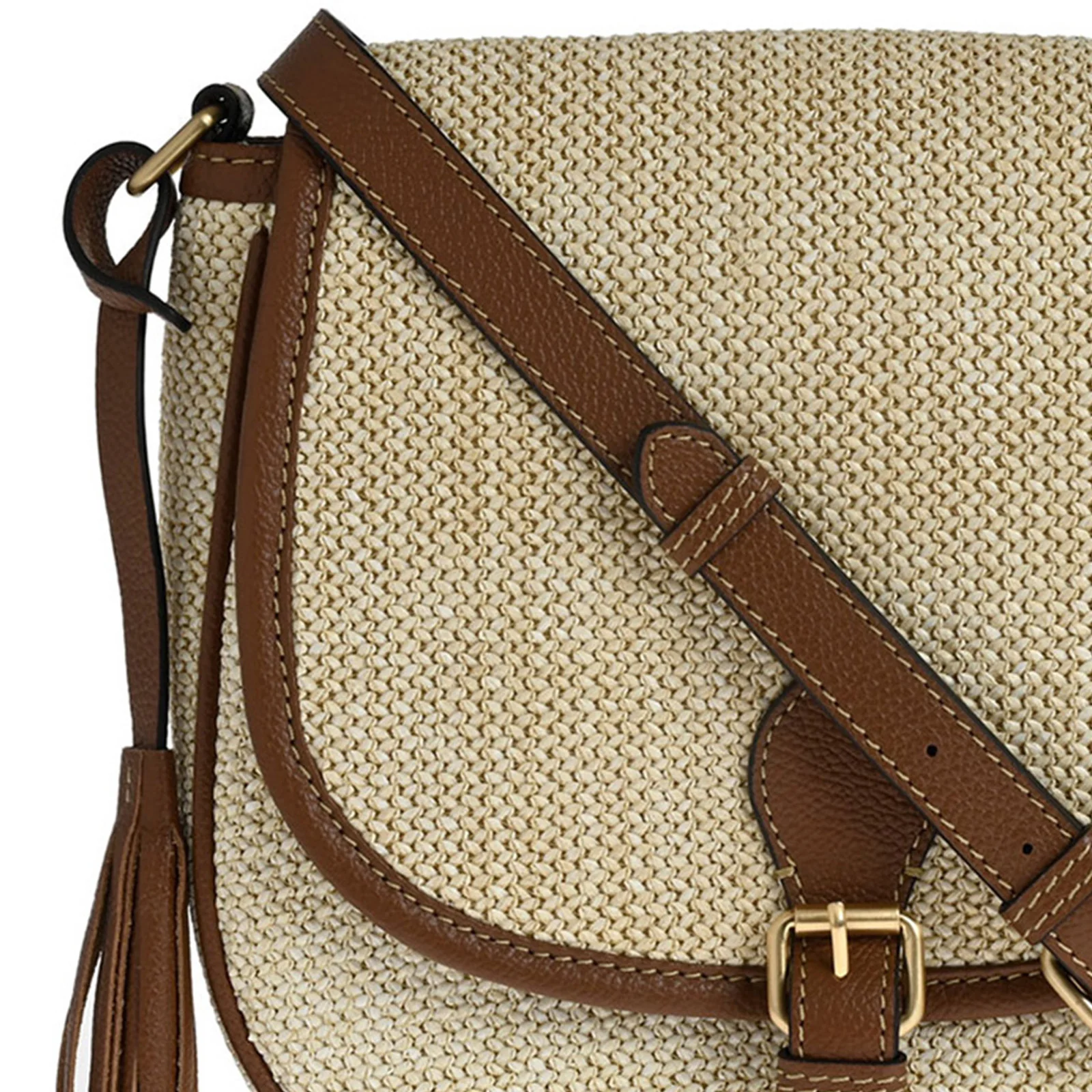 SAC BESACE EN RAPHIA ET CUIR - NATURAL-SAC FEMME-Curling-Paris