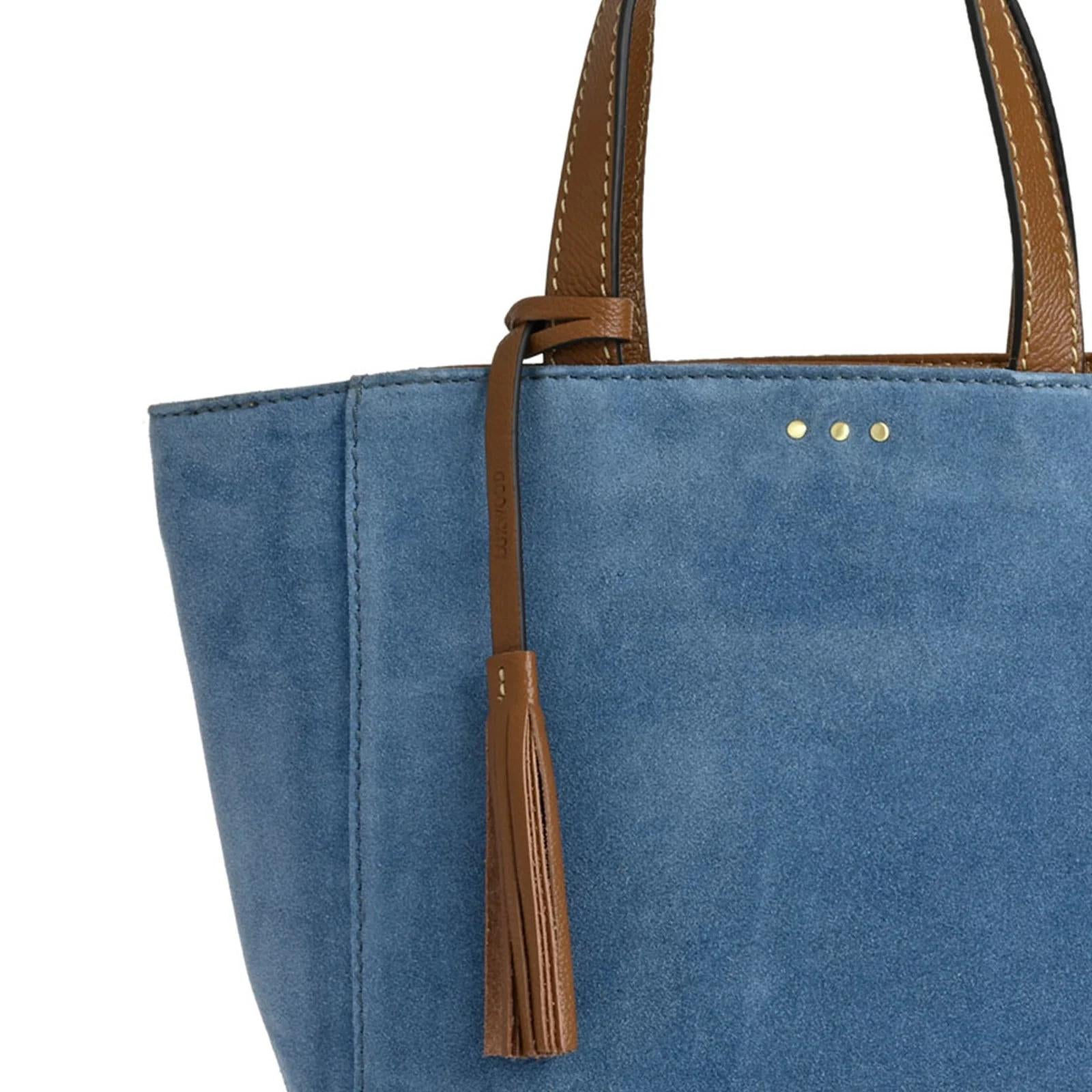 SAC CABAS PARISIEN EN DAIM - BLEU CROISIÈRE-SAC FEMME-Curling-Paris