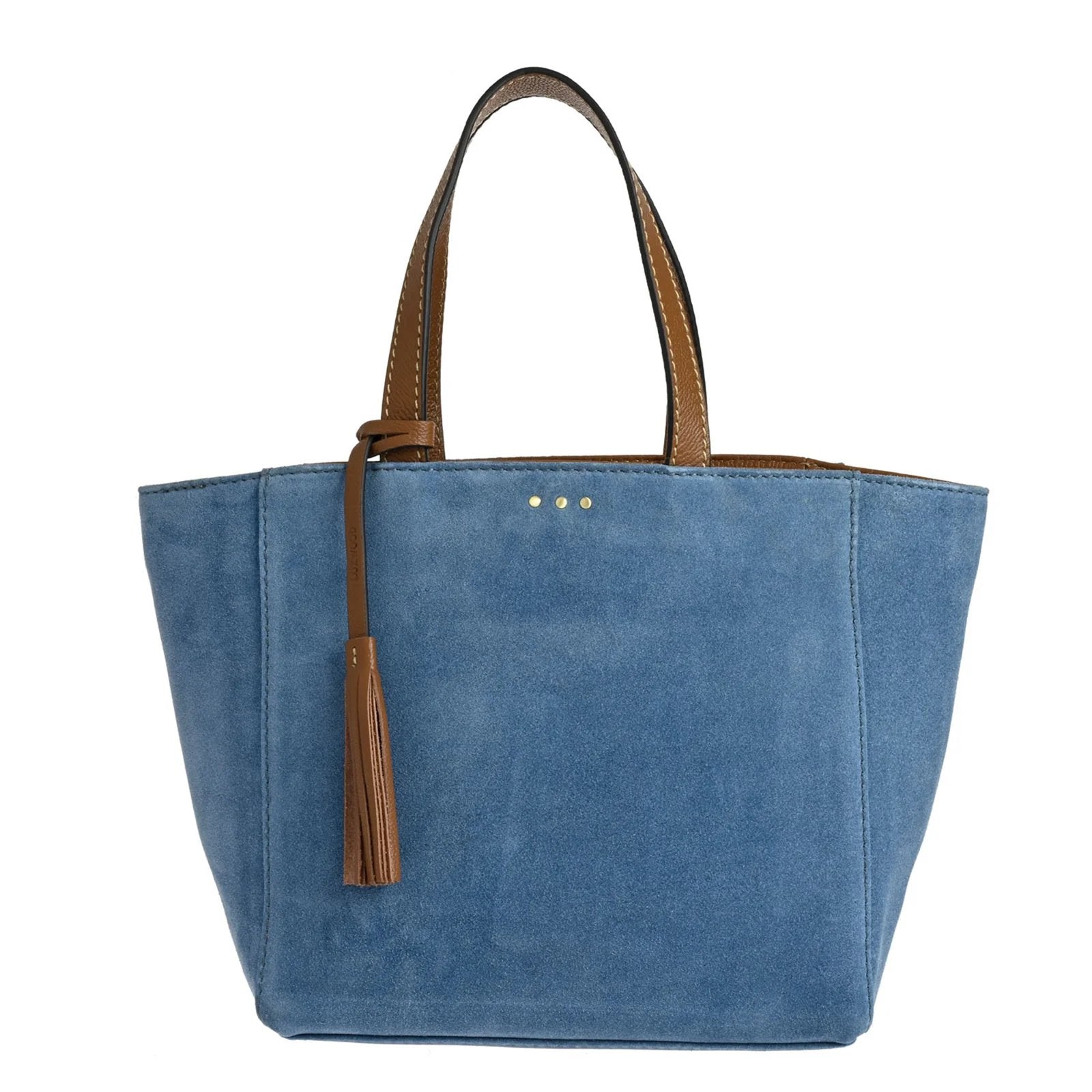 SAC CABAS PARISIEN EN DAIM - BLEU CROISIÈRE-SAC FEMME-Curling-Paris