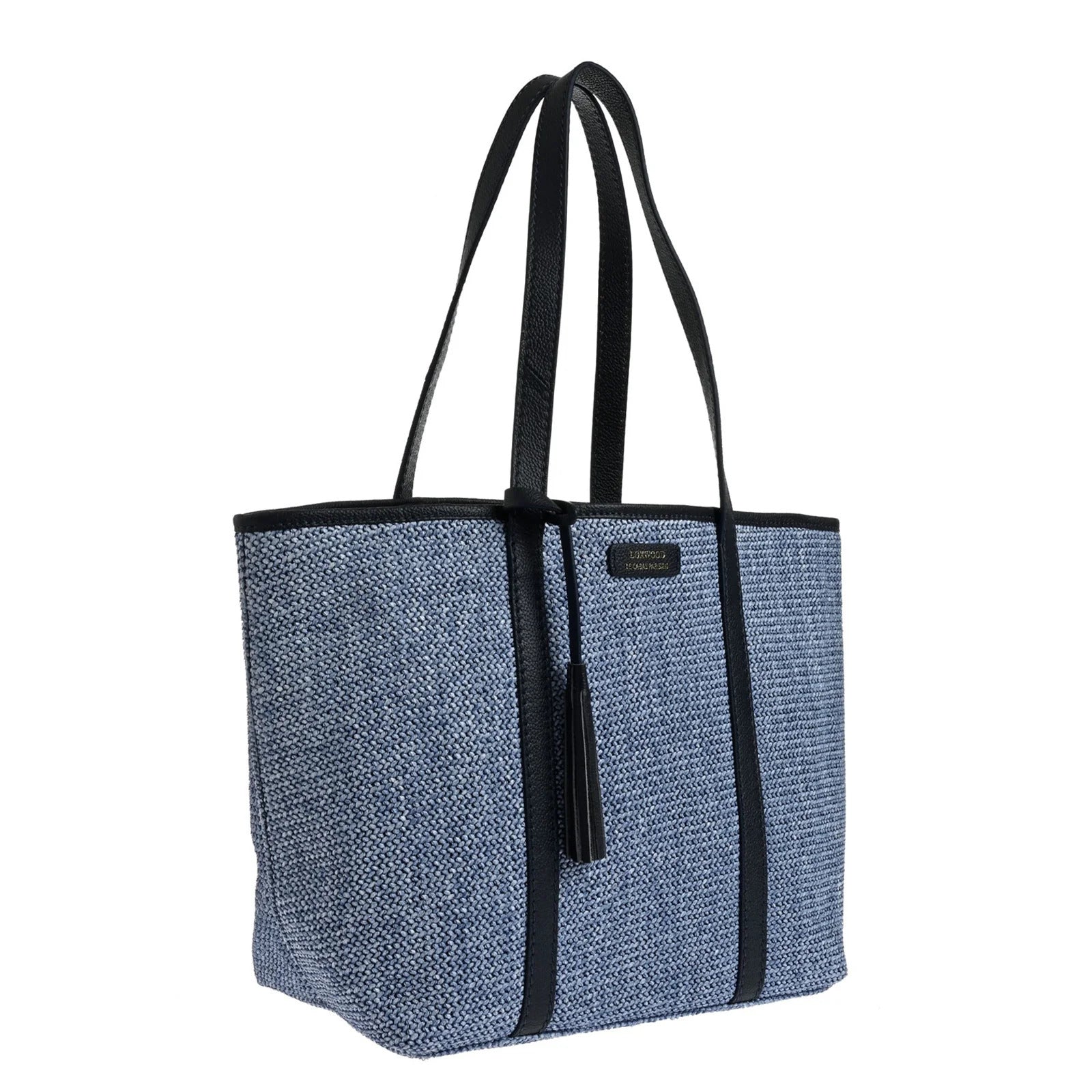 SAC MAUREEN EN RAPHIA ET CUIR - BLEU-SAC FEMME-Curling-Paris