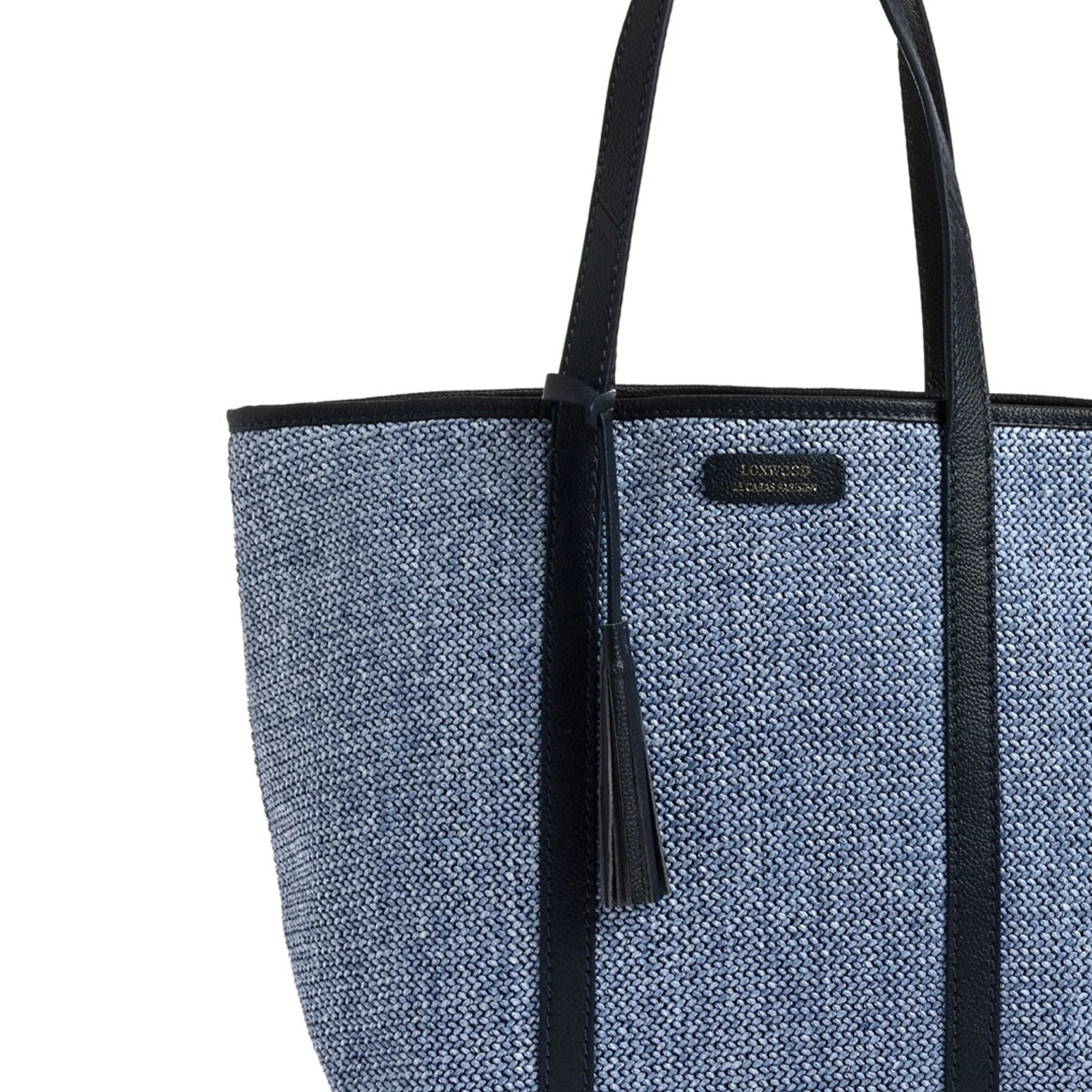 SAC MAUREEN EN RAPHIA ET CUIR - BLEU-SAC FEMME-Curling-Paris
